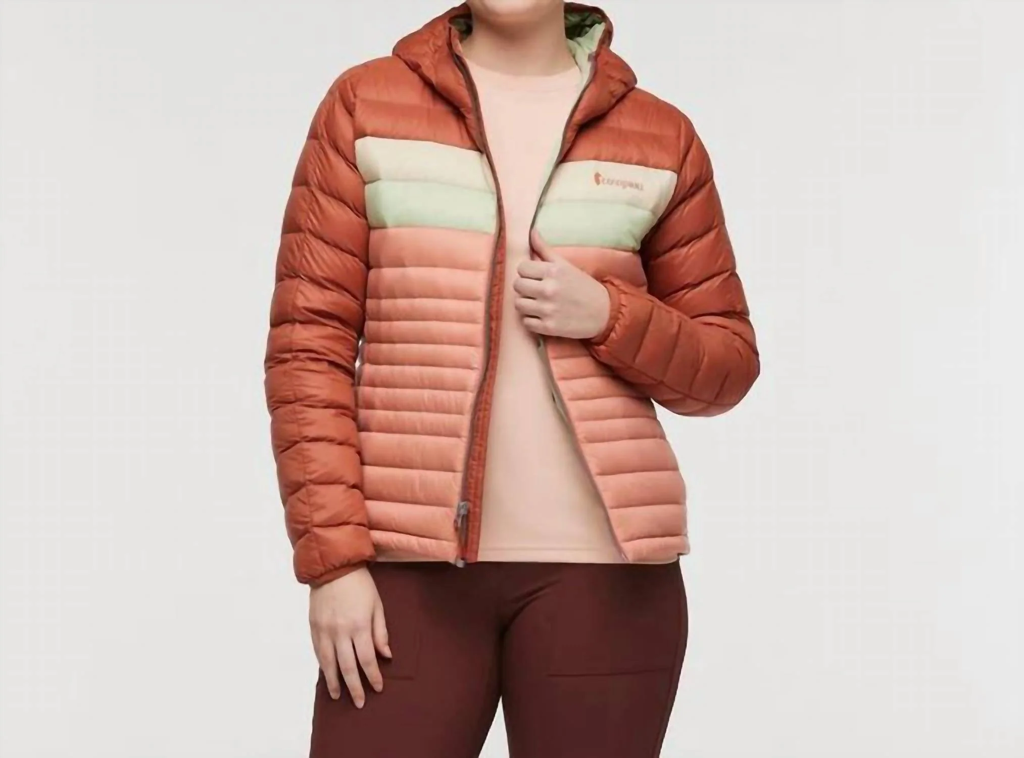 Women's Fuego Down Hooded Jacket In Faded Brick/clay