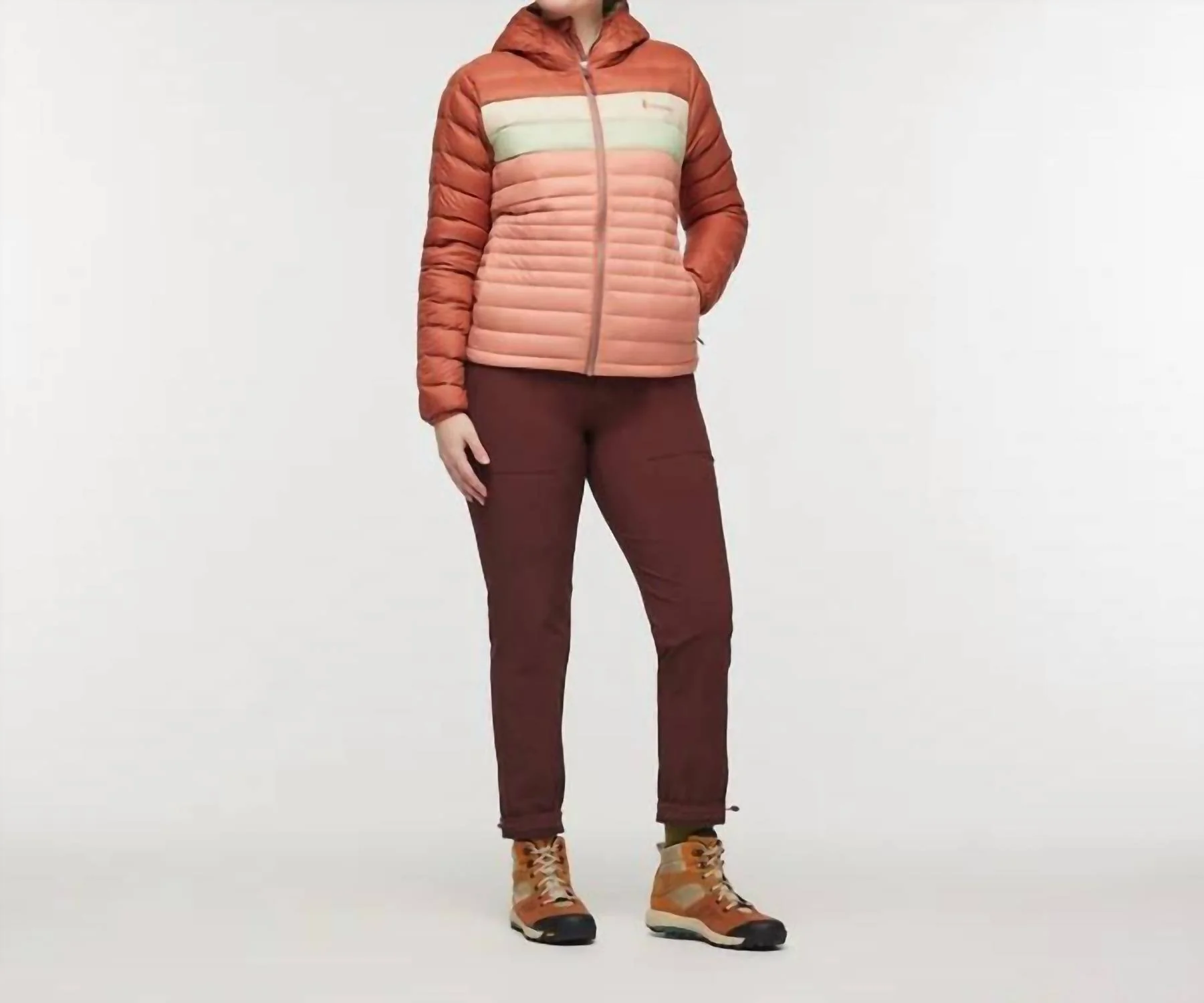 Women's Fuego Down Hooded Jacket In Faded Brick/clay - Image 2