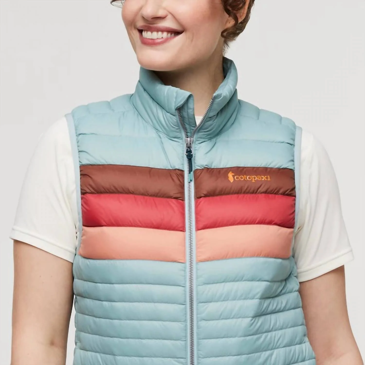 Women's Fuego Down Vest In Sea Spray Stripes - Image 3