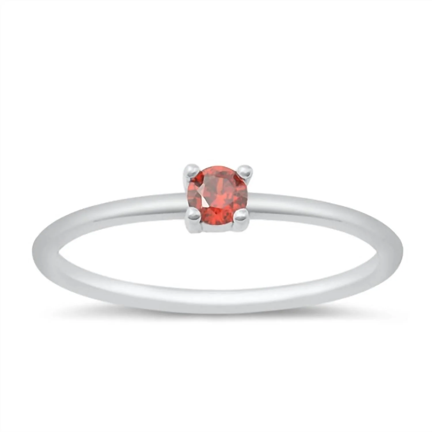 Women's Garnet Round Stackable Ring In Silver