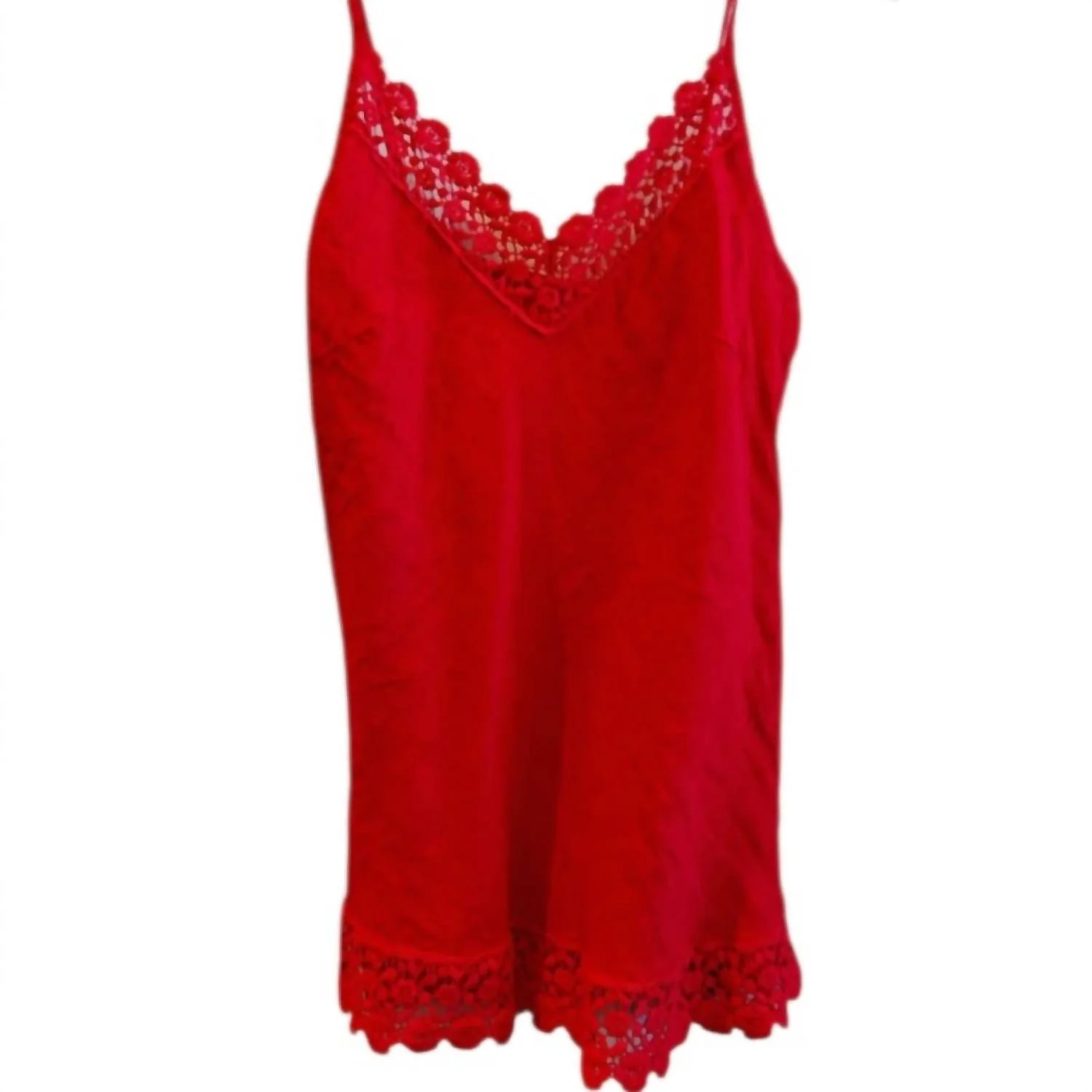 Women's Grace Linen Lace Tank In Red