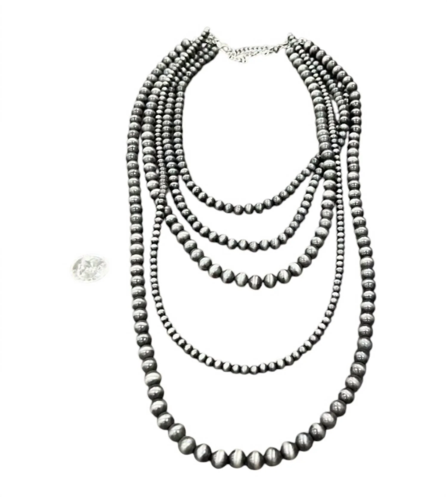 Women's Handmade Navajo Bead Faux Necklace Five Strand In Multicolor - Image 2
