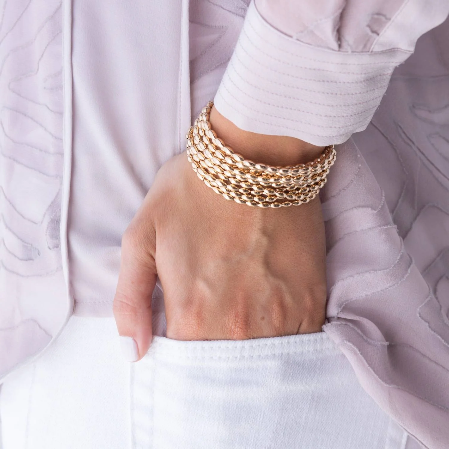 Women's Harmony Small Bead Bracelet In Gold - Image 2