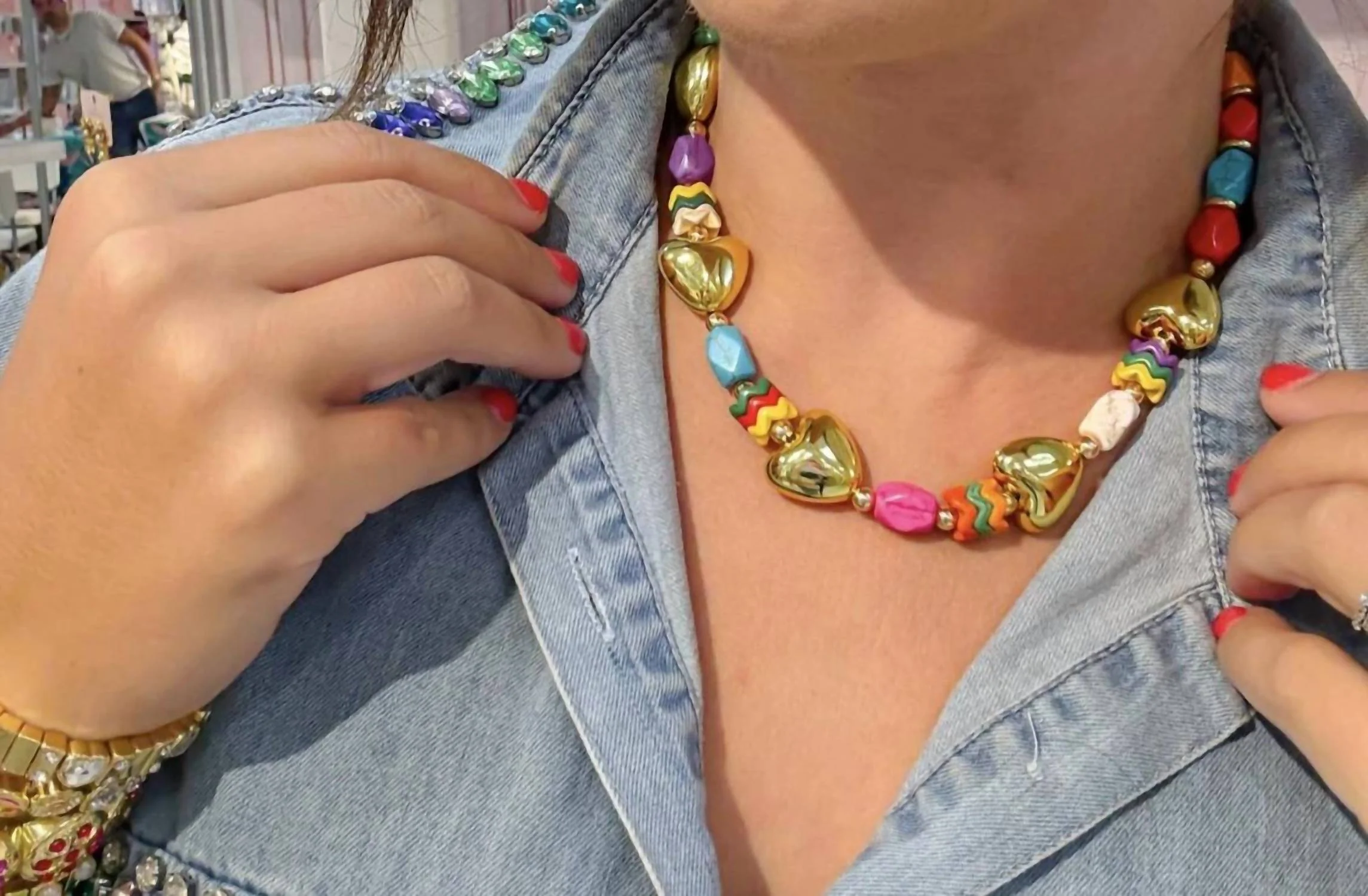 Women's Heart Pop Necklace In Gold Multi - Image 2