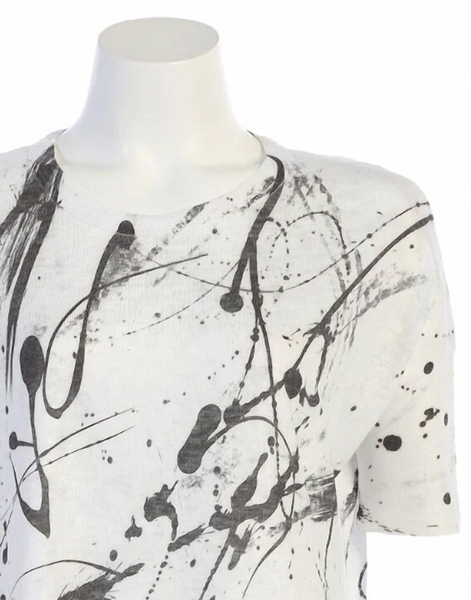 Women's Heavenly Light Weight Dolman Knit Top In Black Paint Splatter - Image 2
