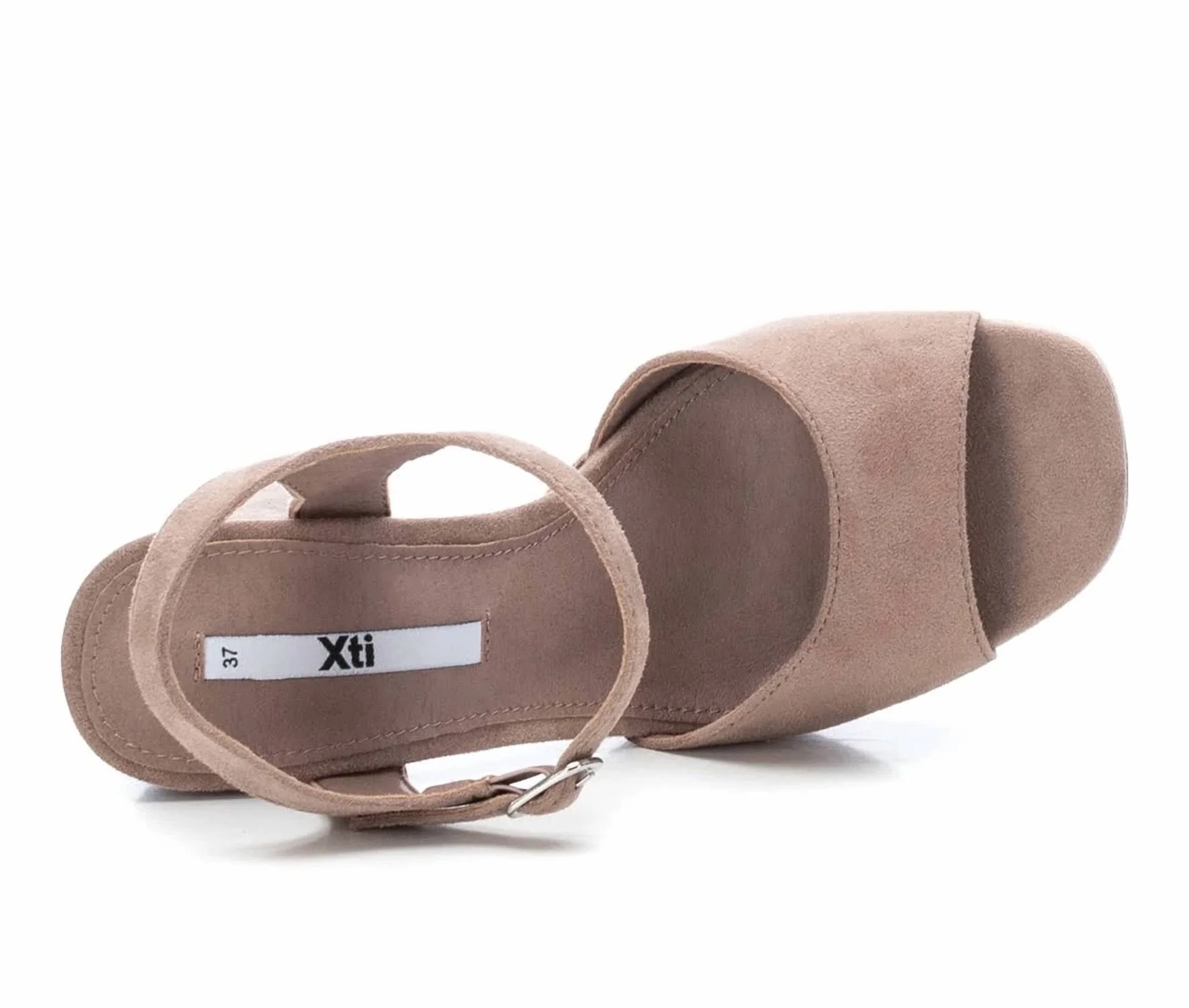 Women's Heel Suede Sandals In Beige - Image 5