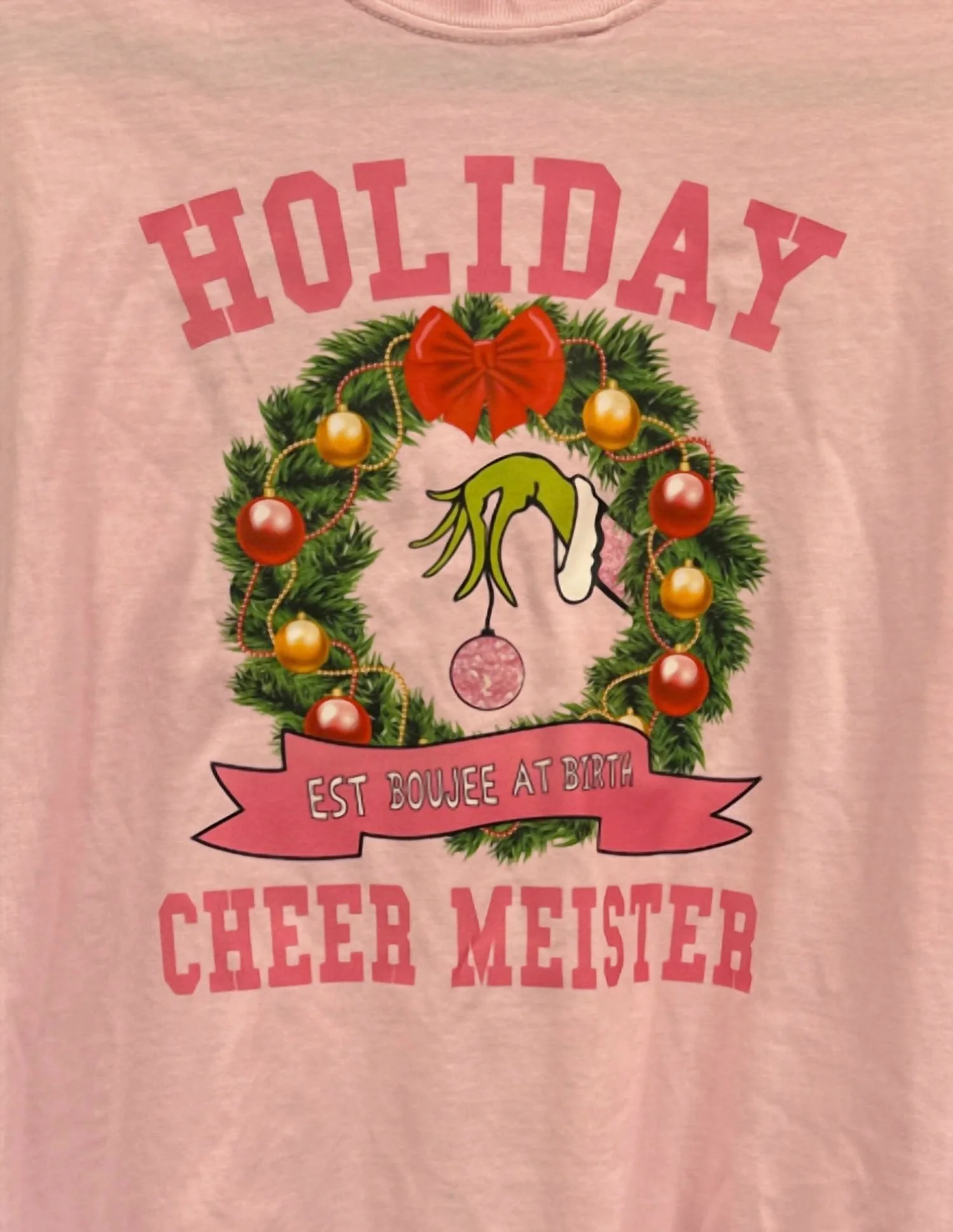 Women's Holiday Cheer Meister Crewneck T-Shirt In Pink - Image 2