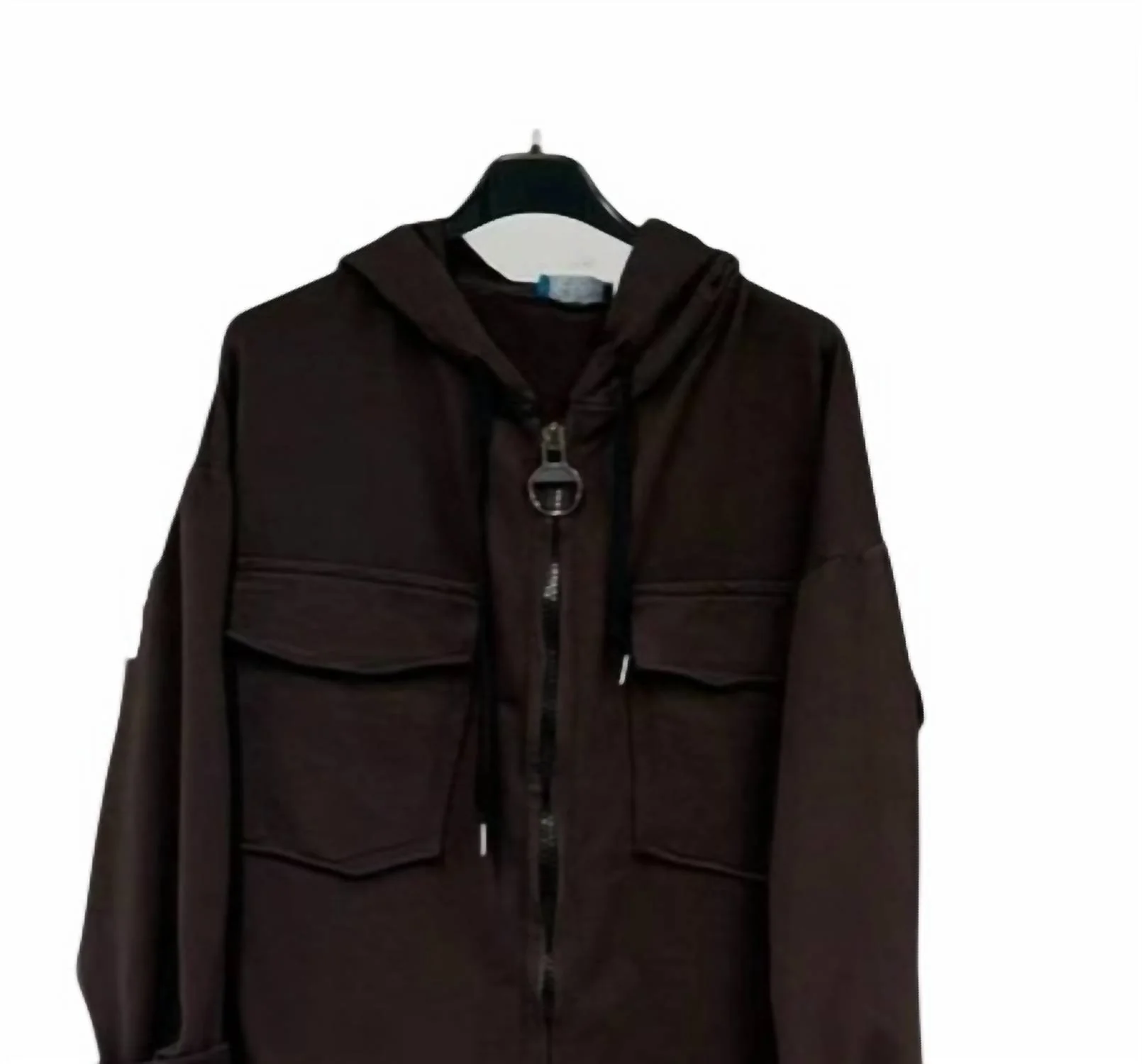 Women's Hoodie Zip Up Top In Cocoa - Image 2