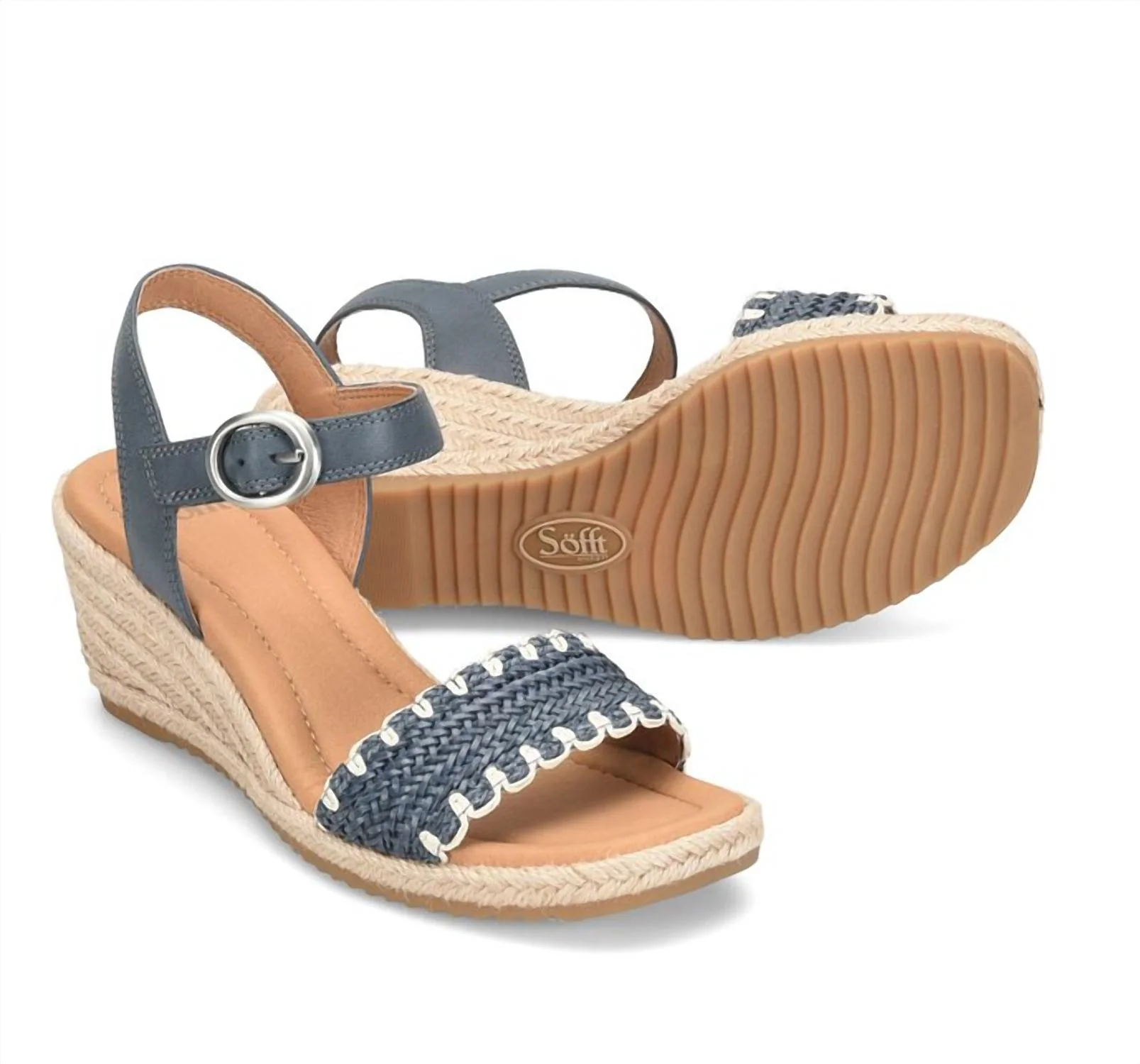 Women's Inez Leather Woven Sandals In Navy - Image 2