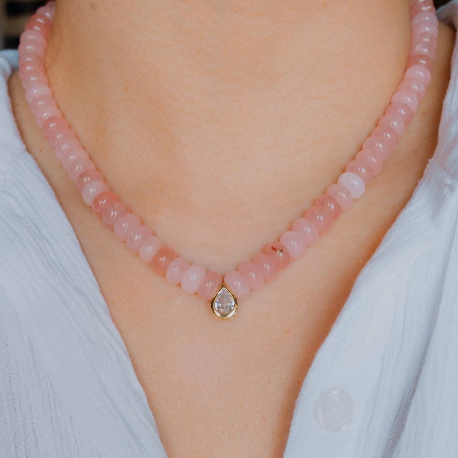 Women's Islamorada Teardrop Beaded Necklace In Pink - Image 3