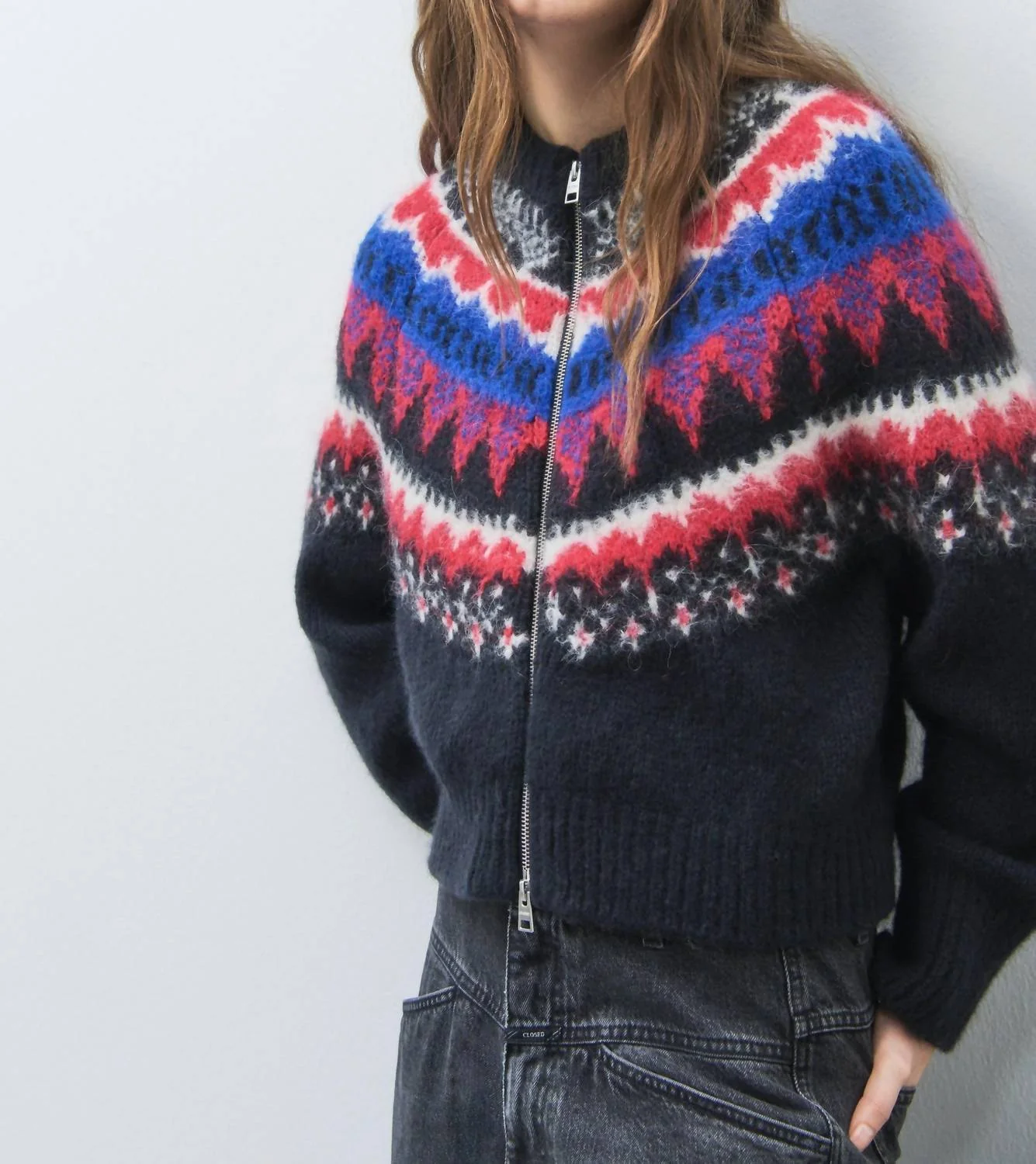 Women's Jacquard Cardigan In Cosmic Grey - Image 2