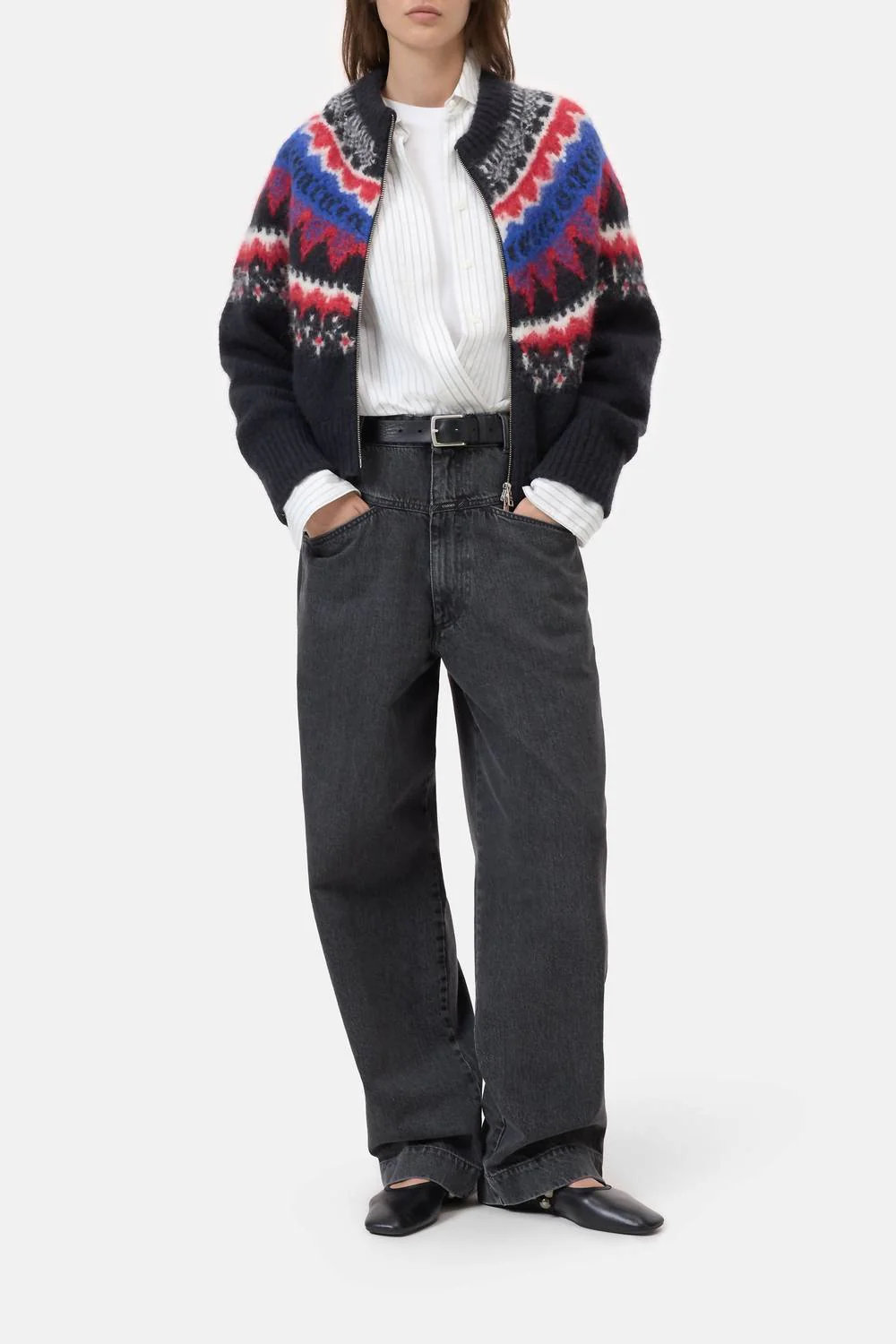 Women's Jacquard Cardigan In Cosmic Grey - Image 4