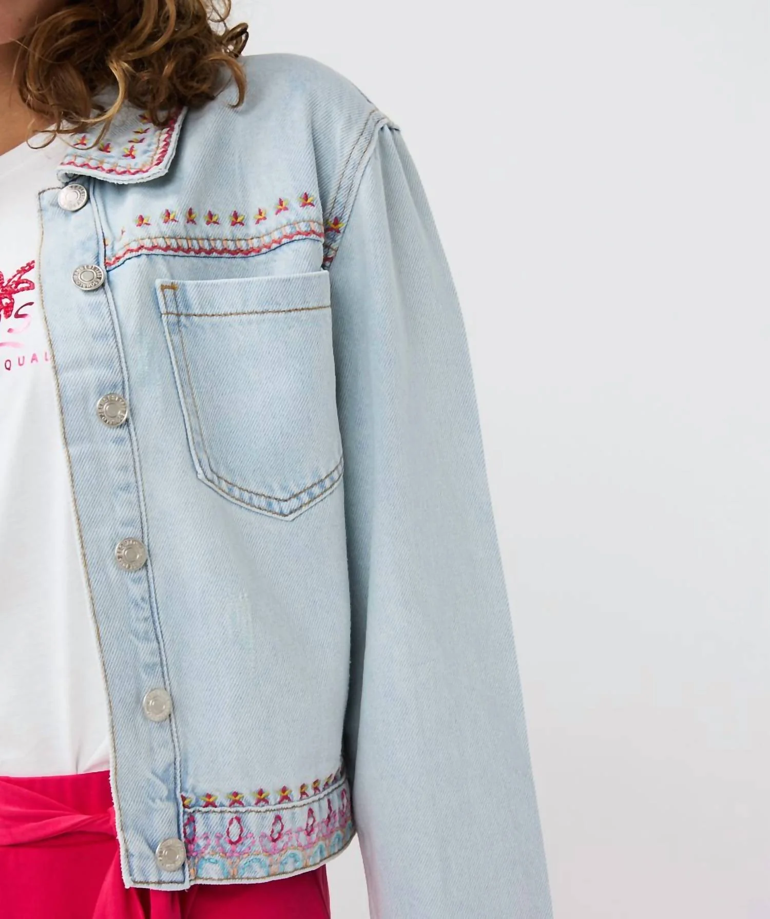 Women's Jonna Jean Embroidery Jacket In Light Blue - Image 3