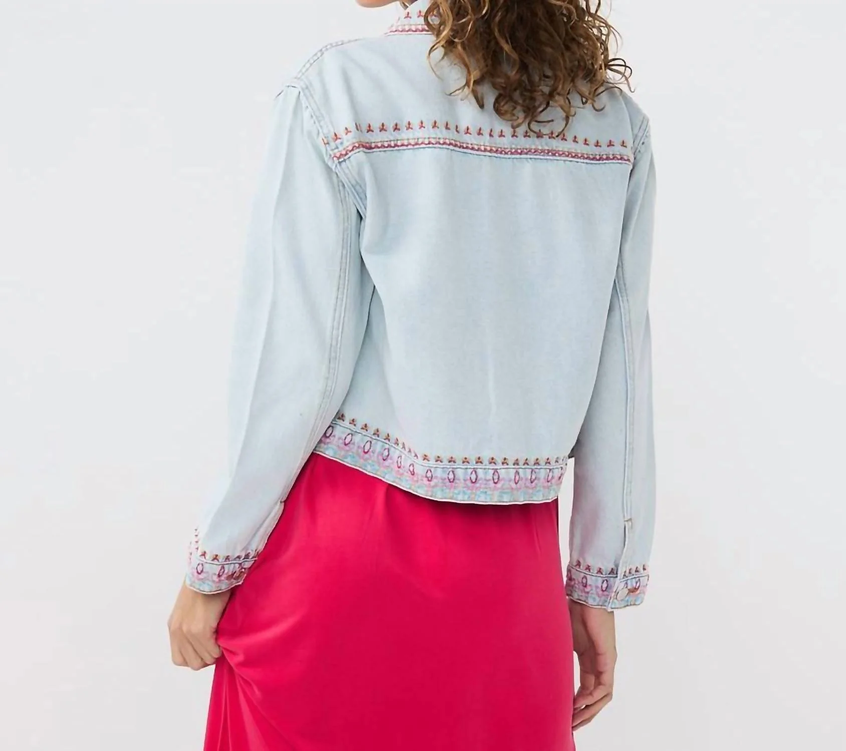 Women's Jonna Jean Embroidery Jacket In Light Blue - Image 4