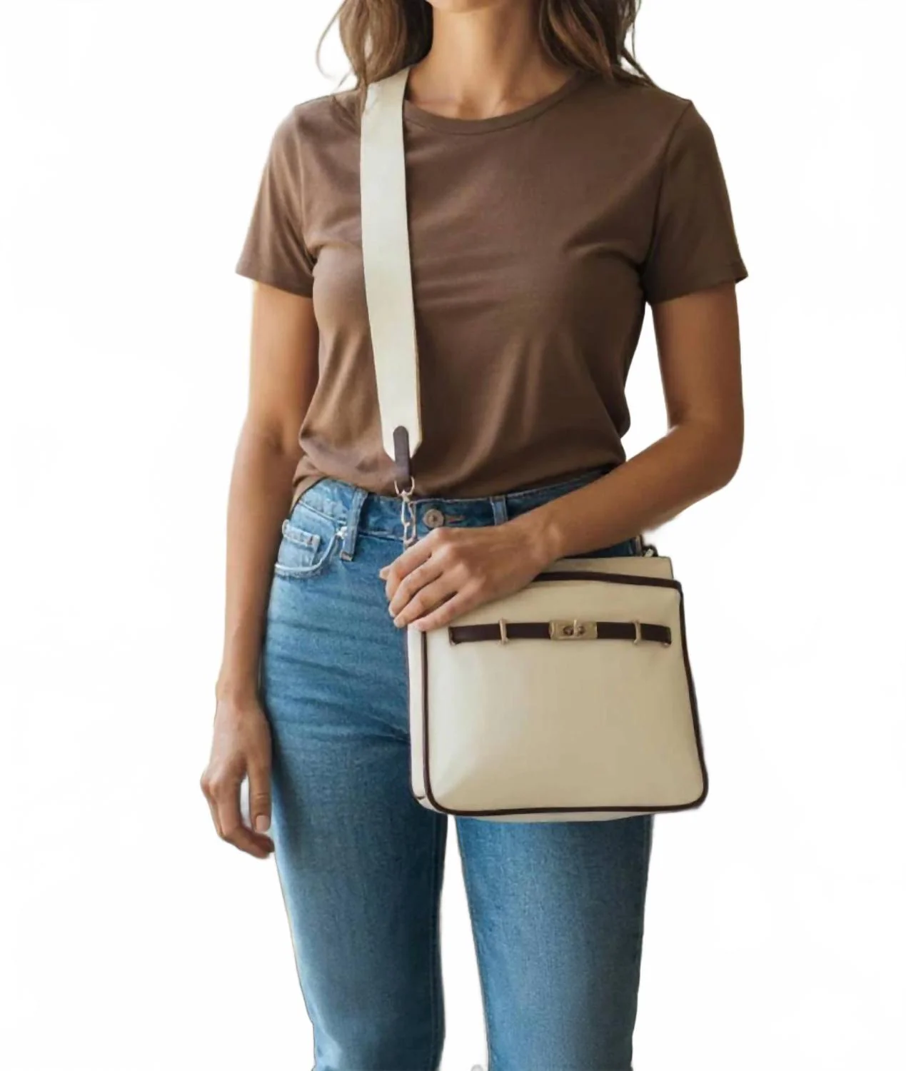 Women's Kelly Crossbody Bag In Ecru/chocolate - Image 3
