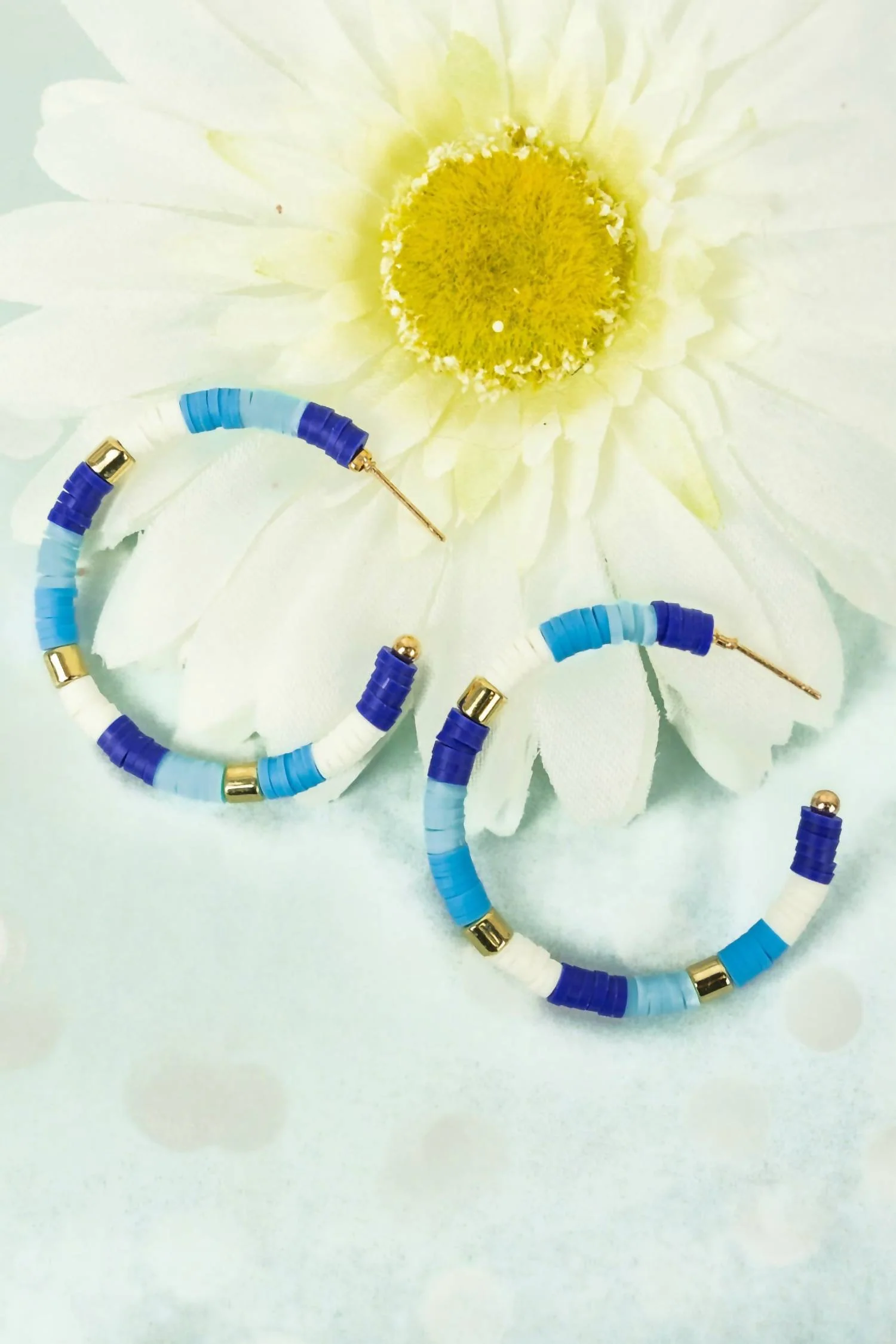 Women's Key Largo Hoop Earrings In Blue/ Gold