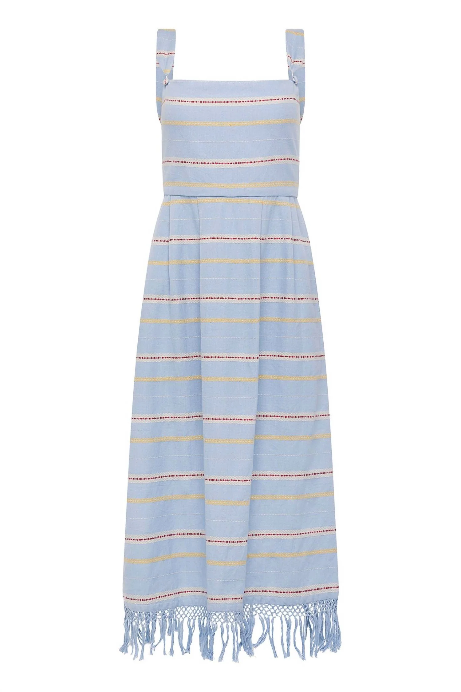 Women's Kuna Fringe Dress In Cielo - Image 4