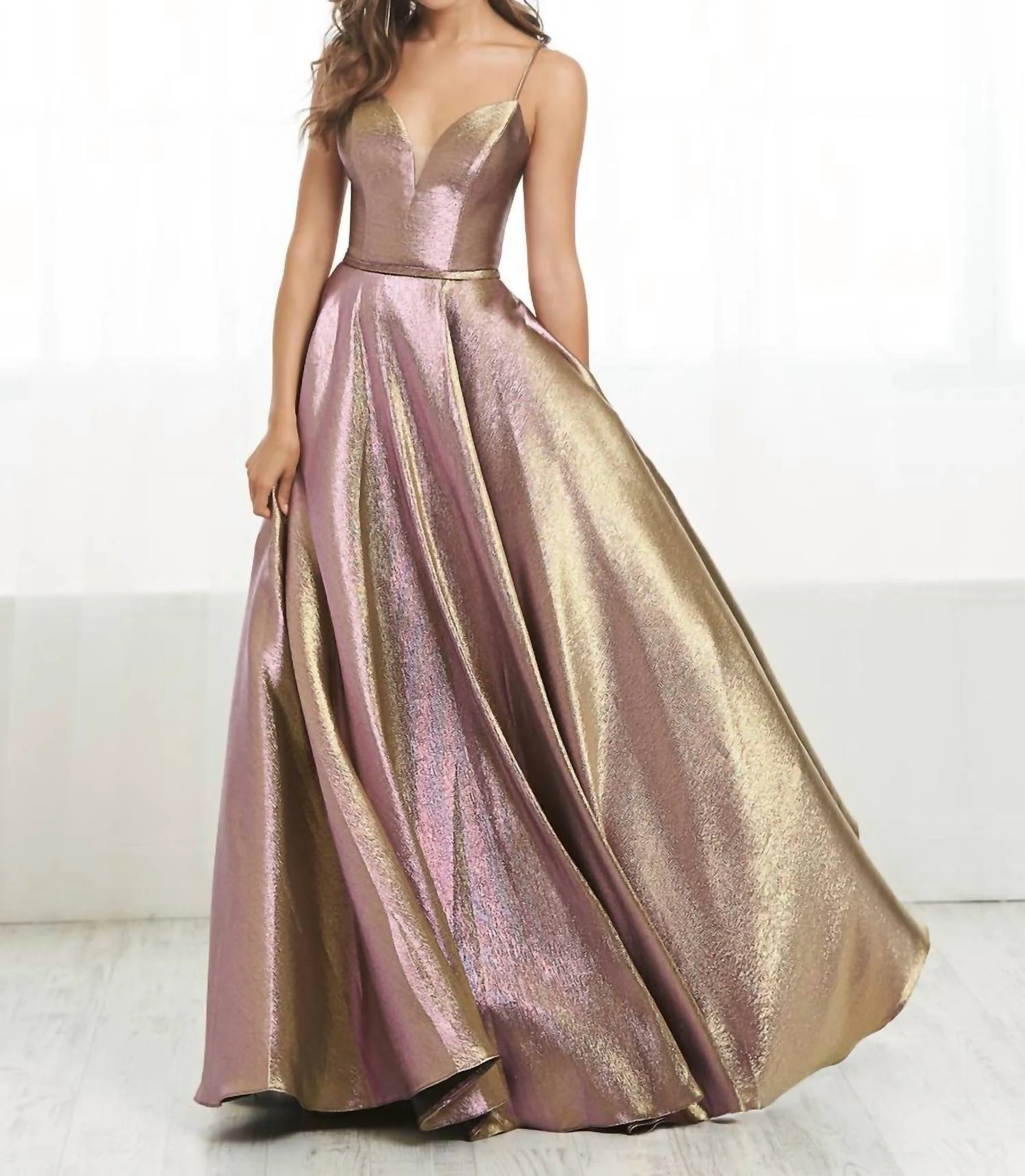 Women's Lace Up Detail Prom Dress In Bronze