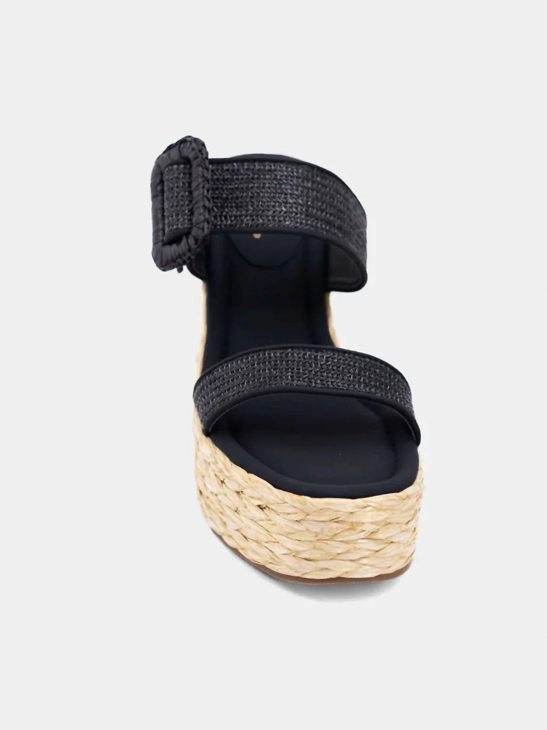 Women's Leena Raffia Wedge Sandals In Black - Image 4