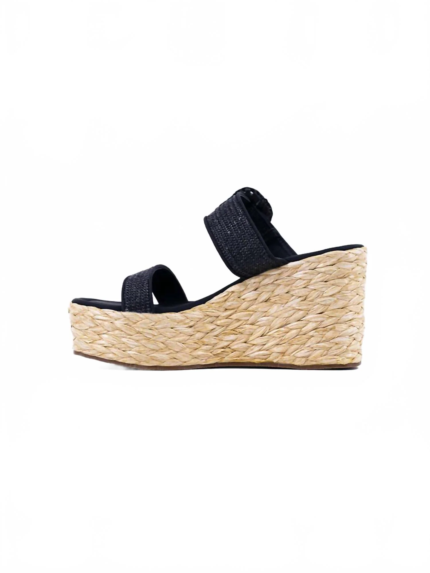 Women's Leena Raffia Wedge Sandals In Black - Image 5