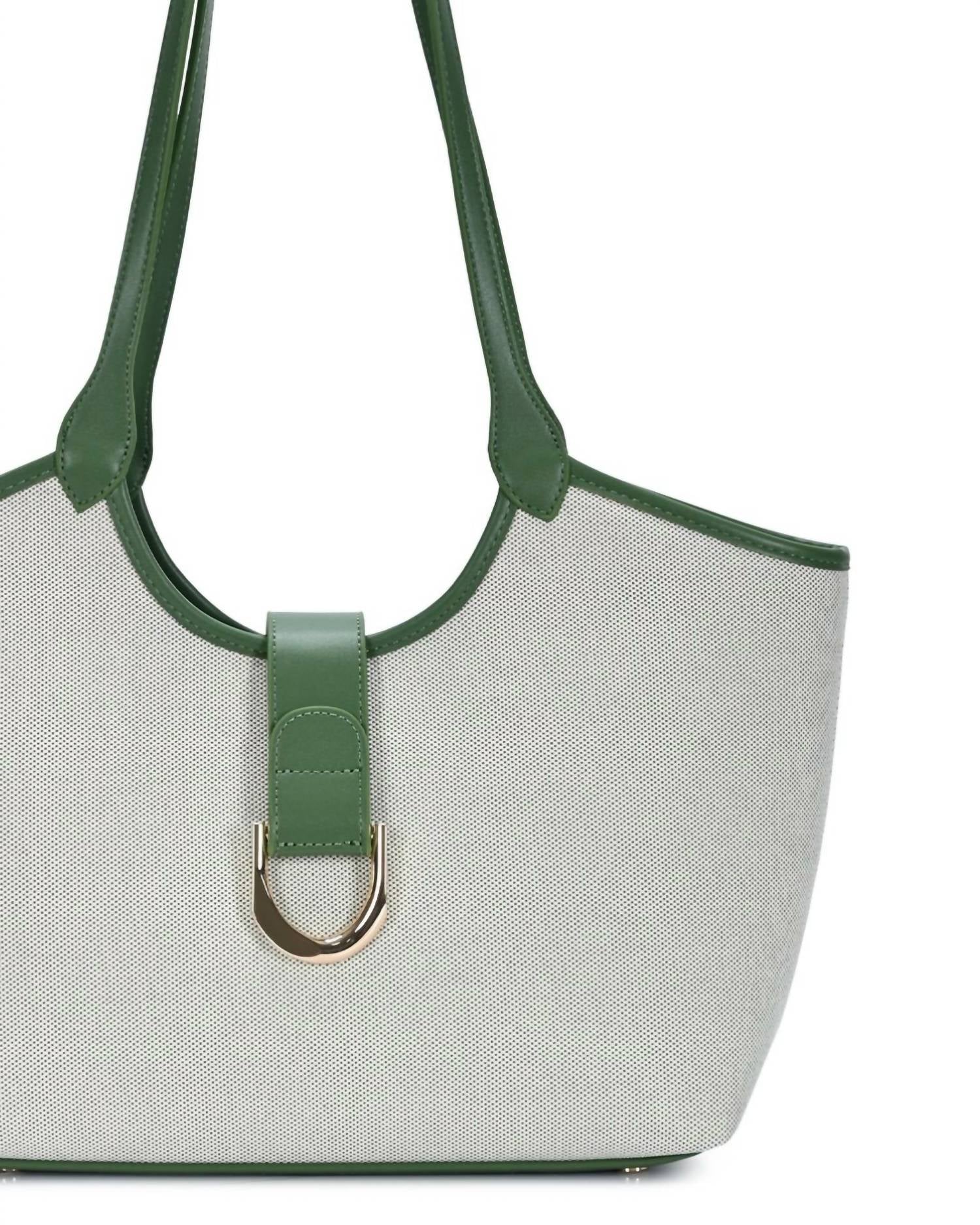 Women's Linen Jacqui Long Strap Tote In Green - Image 2