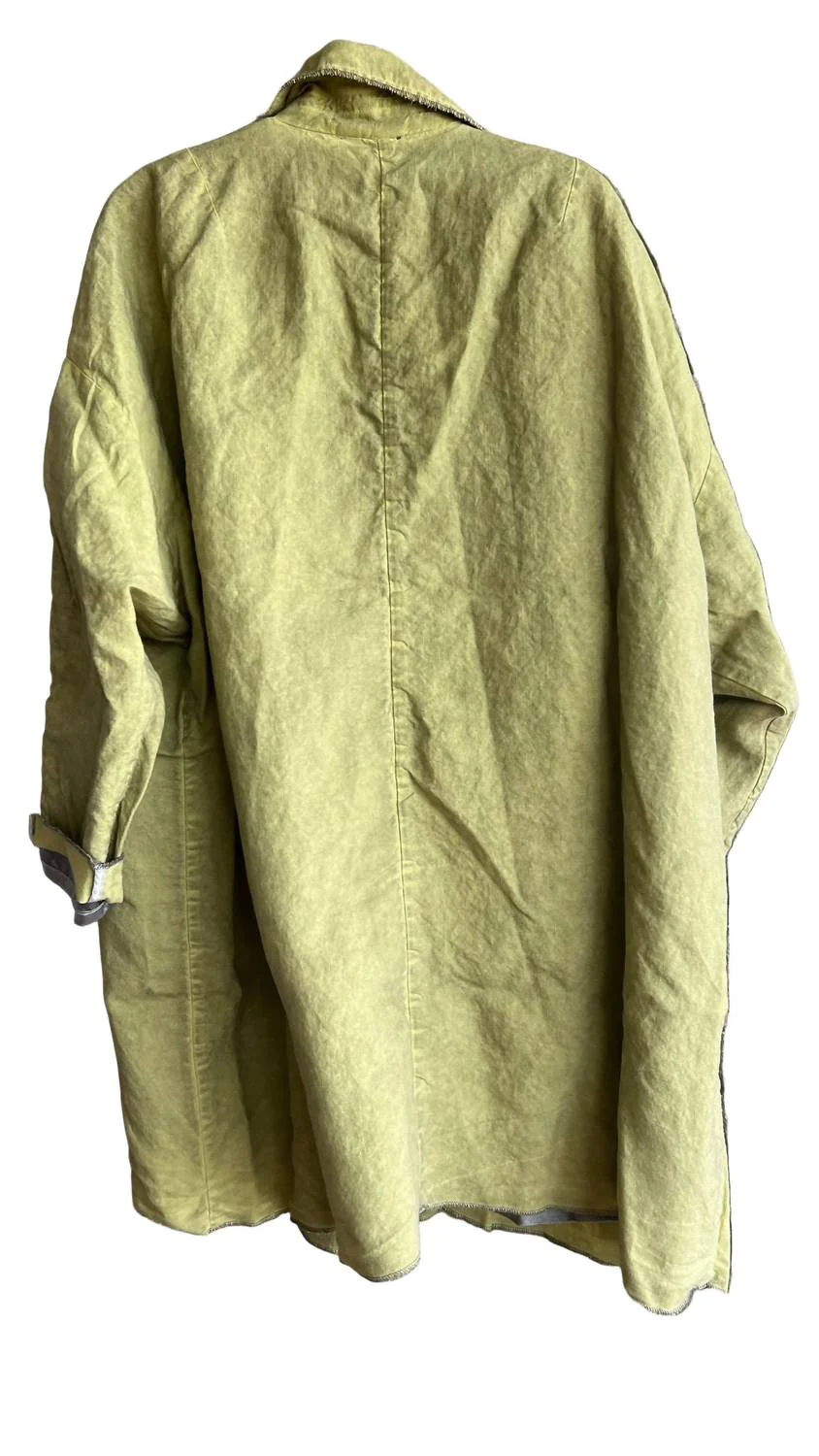 Women's Linen Quarter Sleeve Jacket In Green - Image 2