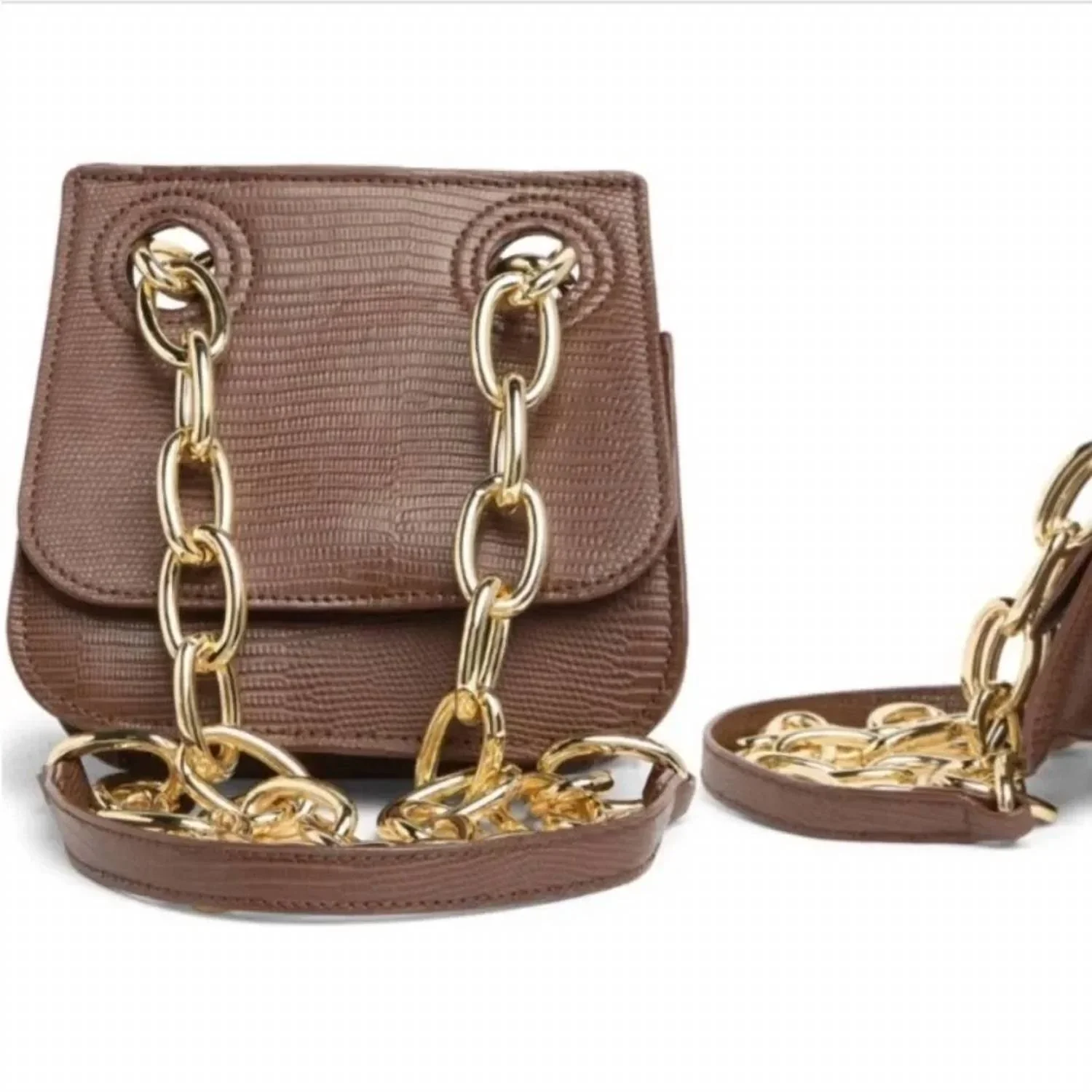 Women's Lizard Embossed Vegan Shoulder Bag In Brown