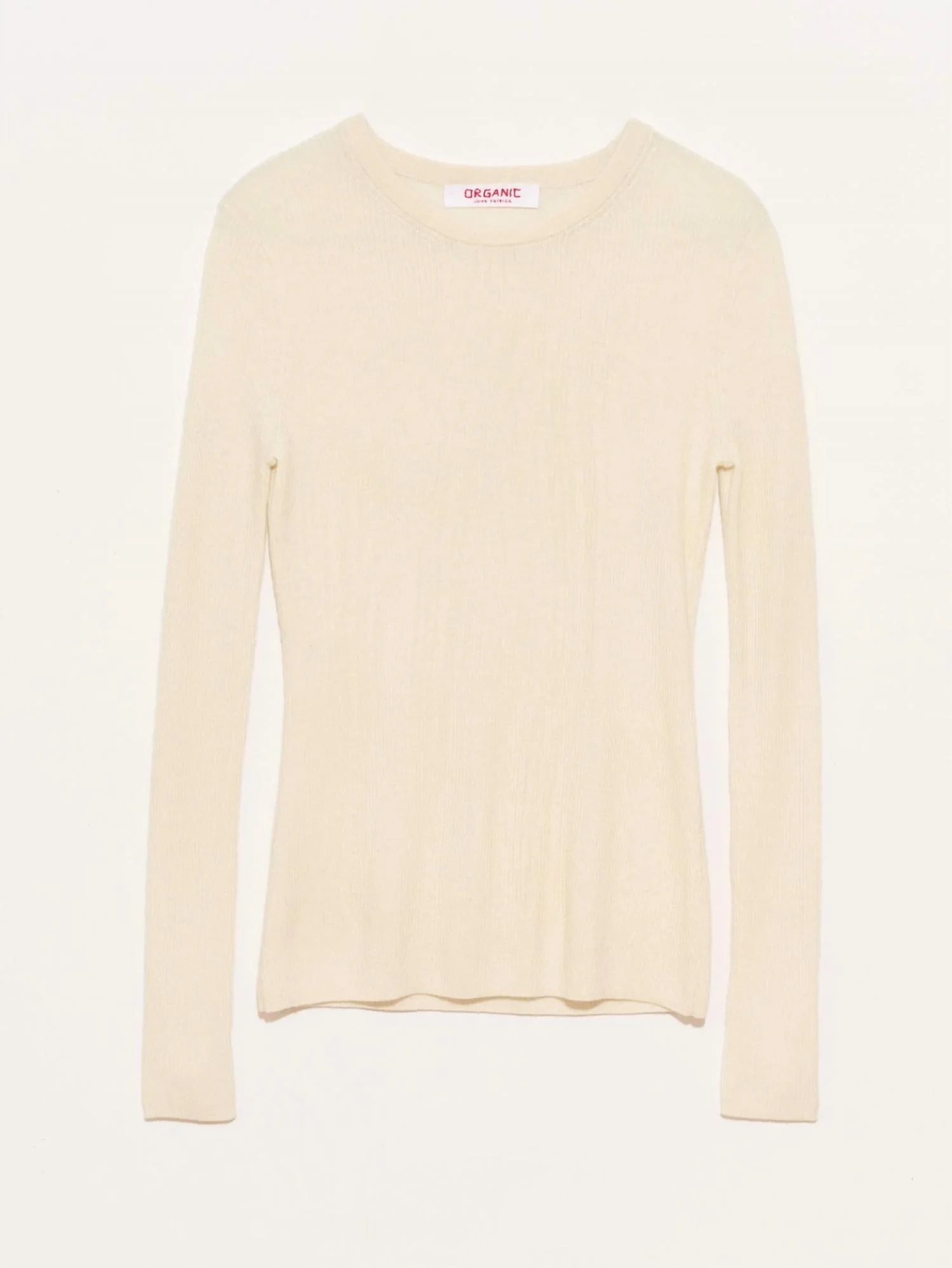 Women's Long Sleeve Ribbed Tee In Parchment/ Ivory