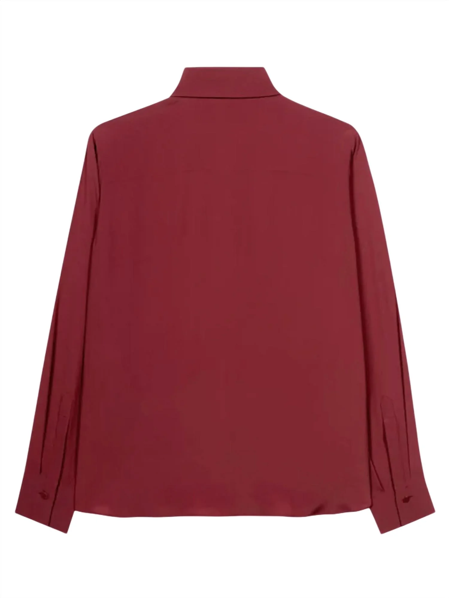 Women's Long Sleeve Ruffled Blouse In Berry Red - Image 5