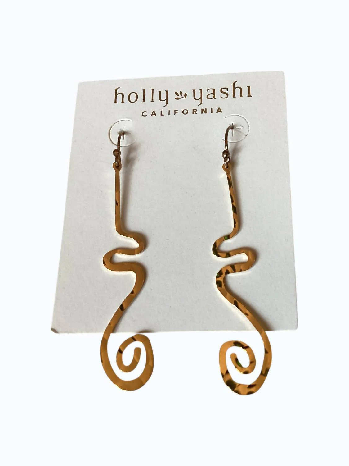 Women's Long Wavy Drop Earring In Gold
