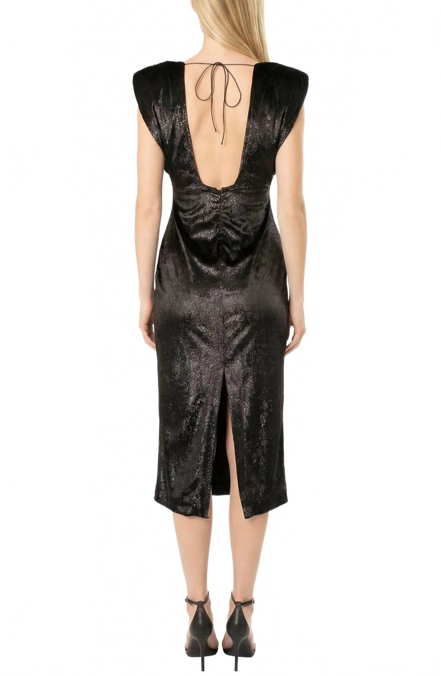 Women's Lurex Velvet Dress In Black - Image 2