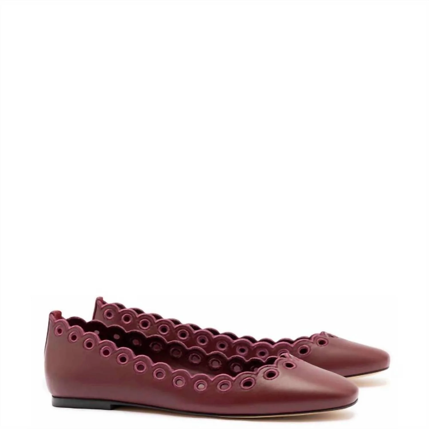 Women's Meghan Broderie Flat Shoe In Burgundy