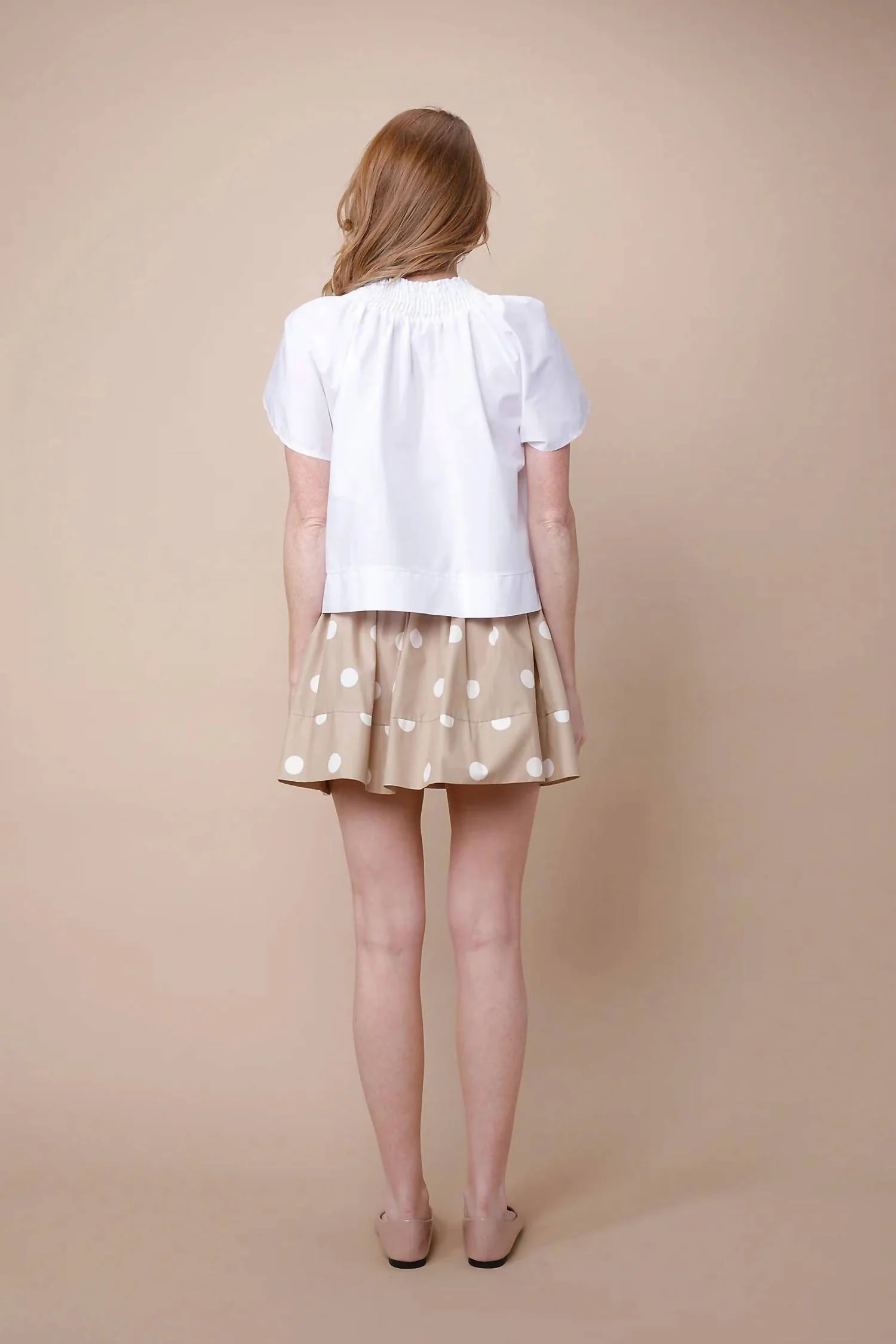 Women's Melanie Cotton Skirt In Creme Brulee Polka Dots - Image 2