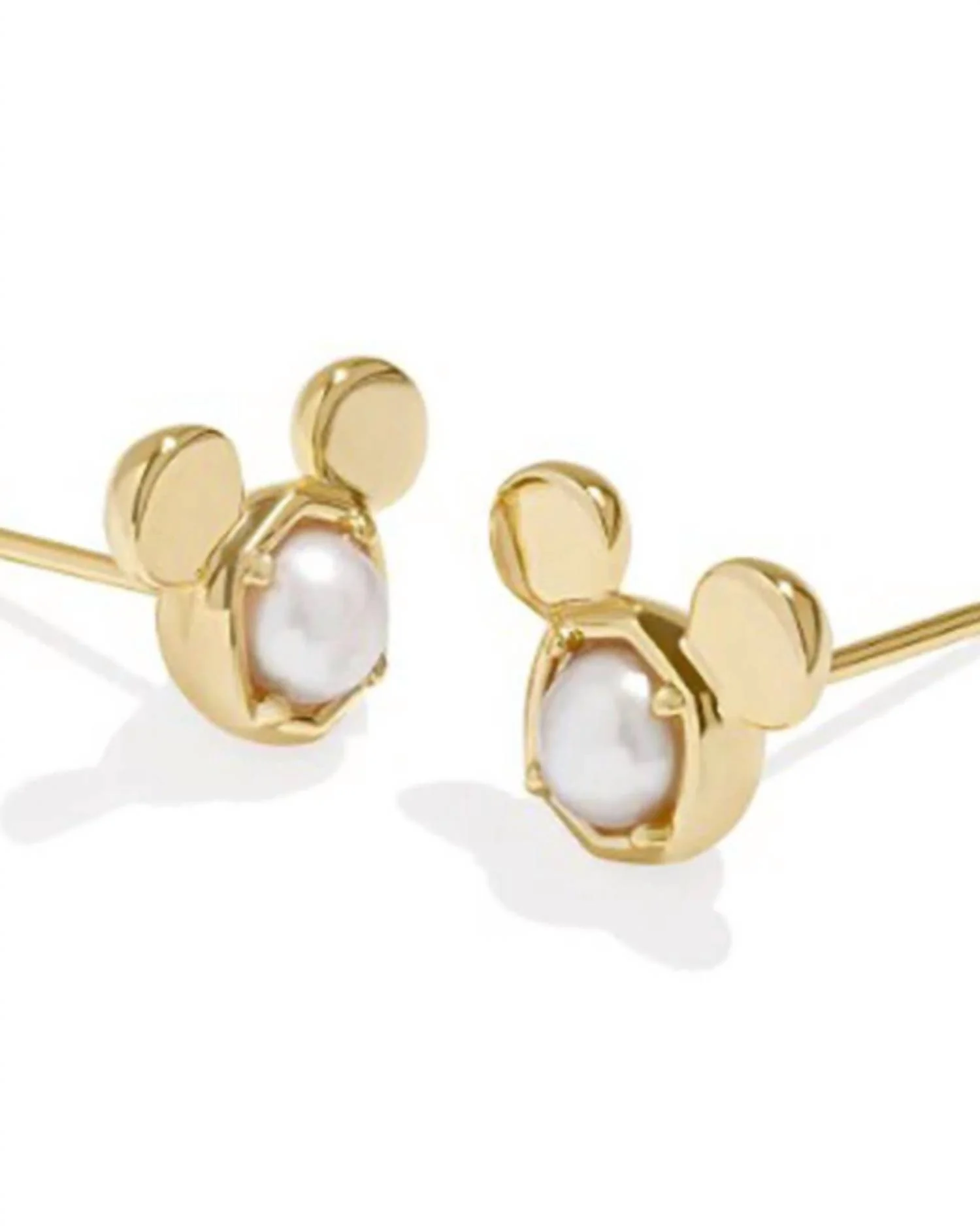 Women's Mickey Mouse Stud Earrings In Gold/white Pearl - Image 2