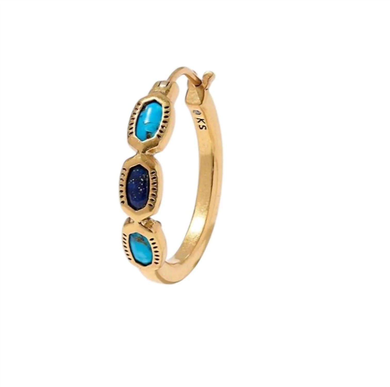 Women's Mini Elisa Hoop Earrings In Vintage Gold Blue Mix - Image 3