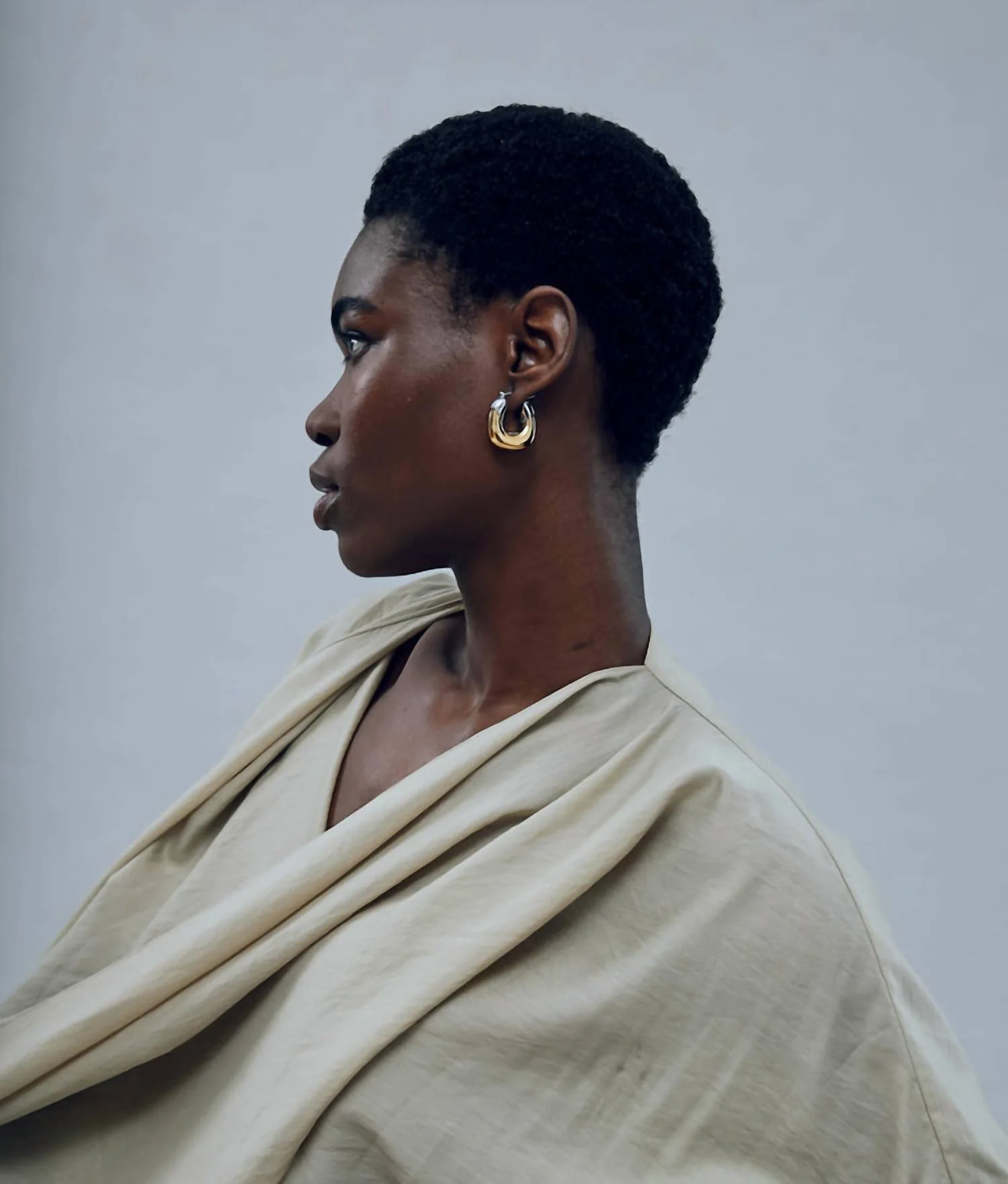 Women's Mini Organic Hoop Earrings In Mixed Metal - Image 3