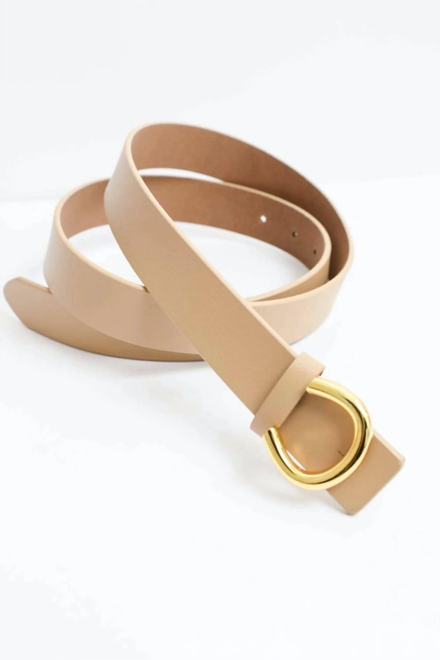 Women's Minimalist Leather Horseshoe Belt In Beige