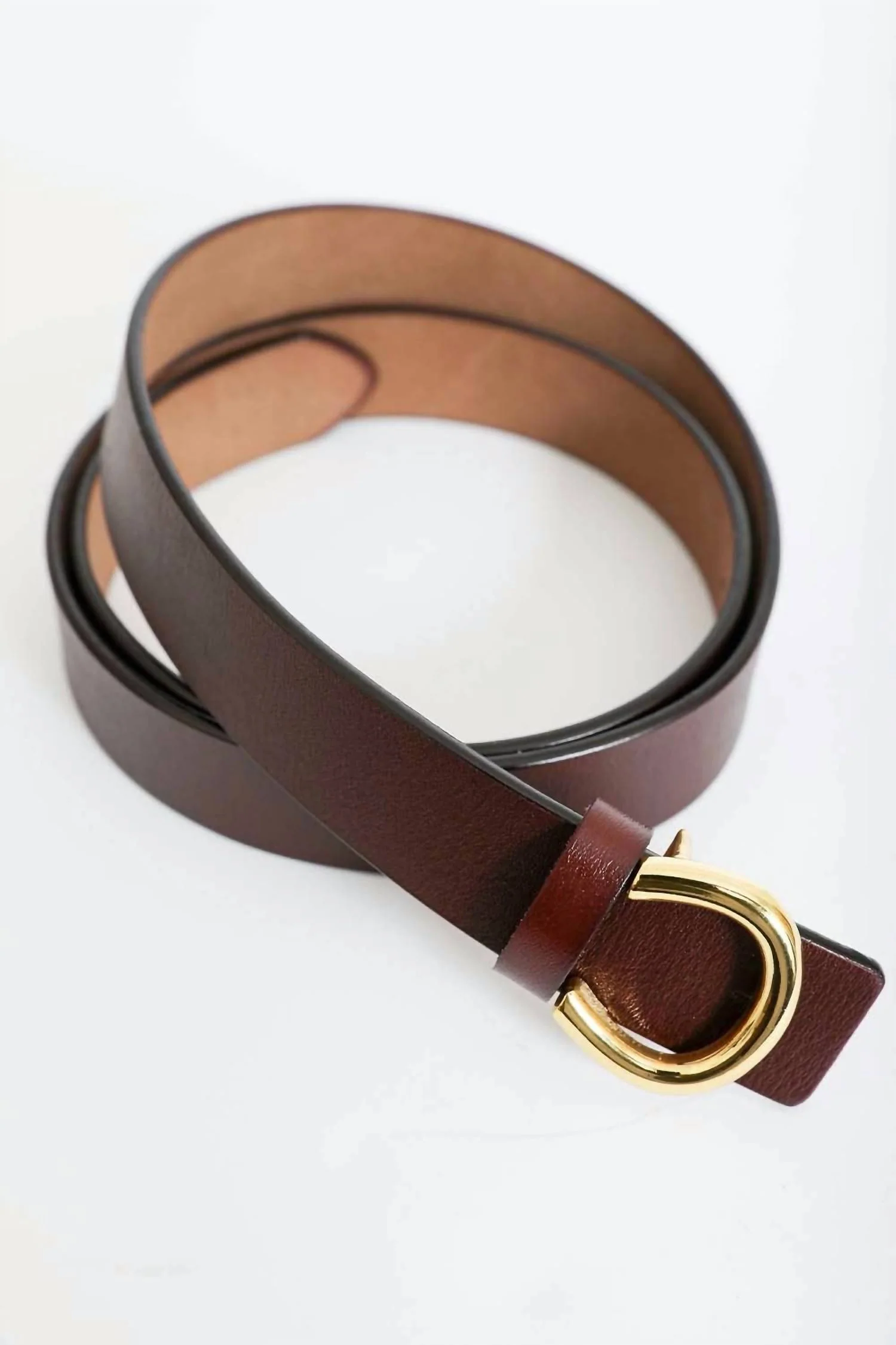 Women's Minimalist Leather Horseshoe Belt In Brown