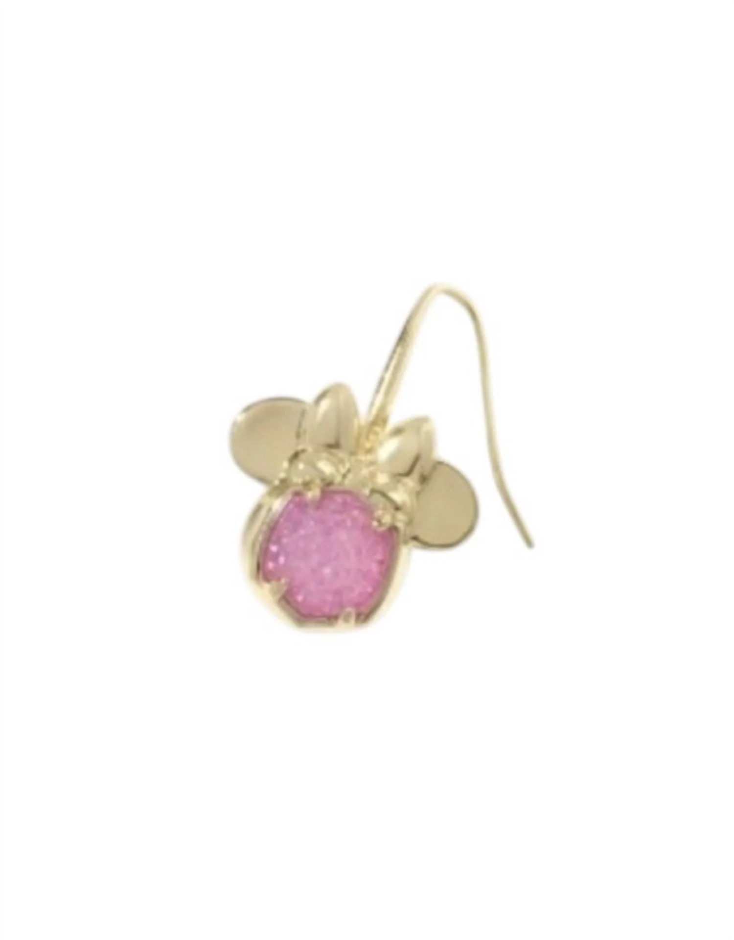 Women's Minnie Mouse Drop Earrings In Gold Hot Pink Drusy - Image 2