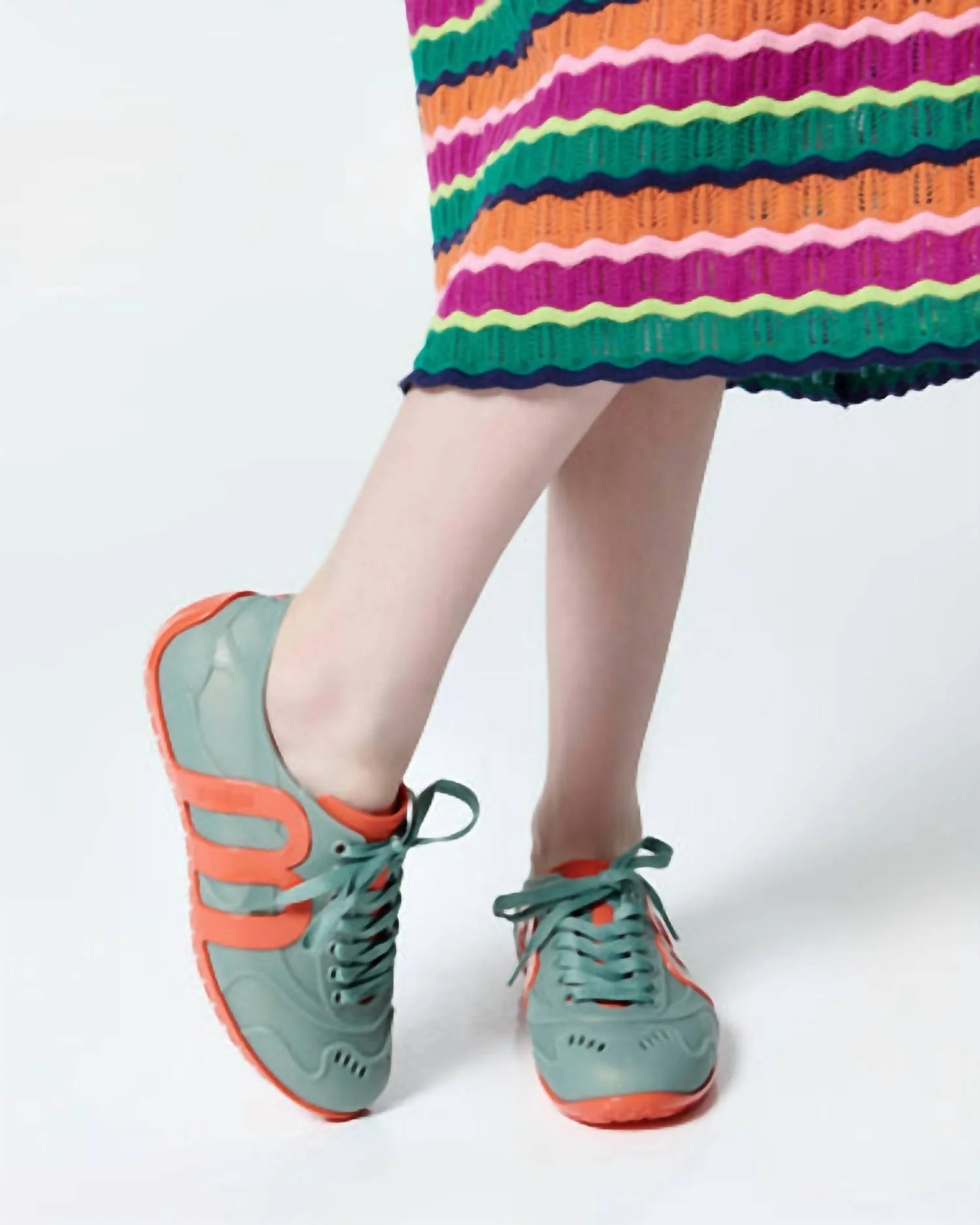 Women's Motion Sneakers In Orange Green - Image 4