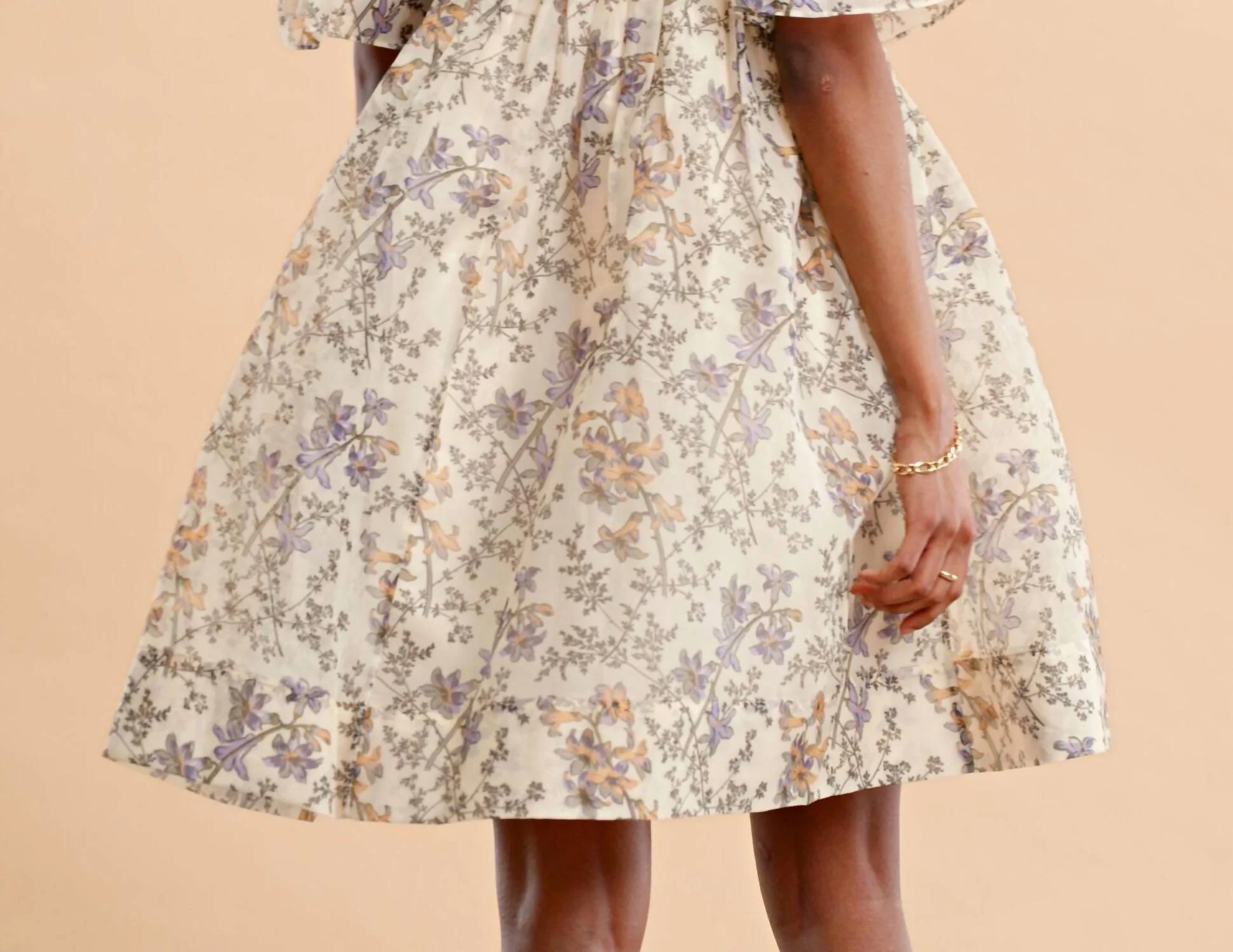 Women's Organza Mini Lace Dress In Beige - Image 2