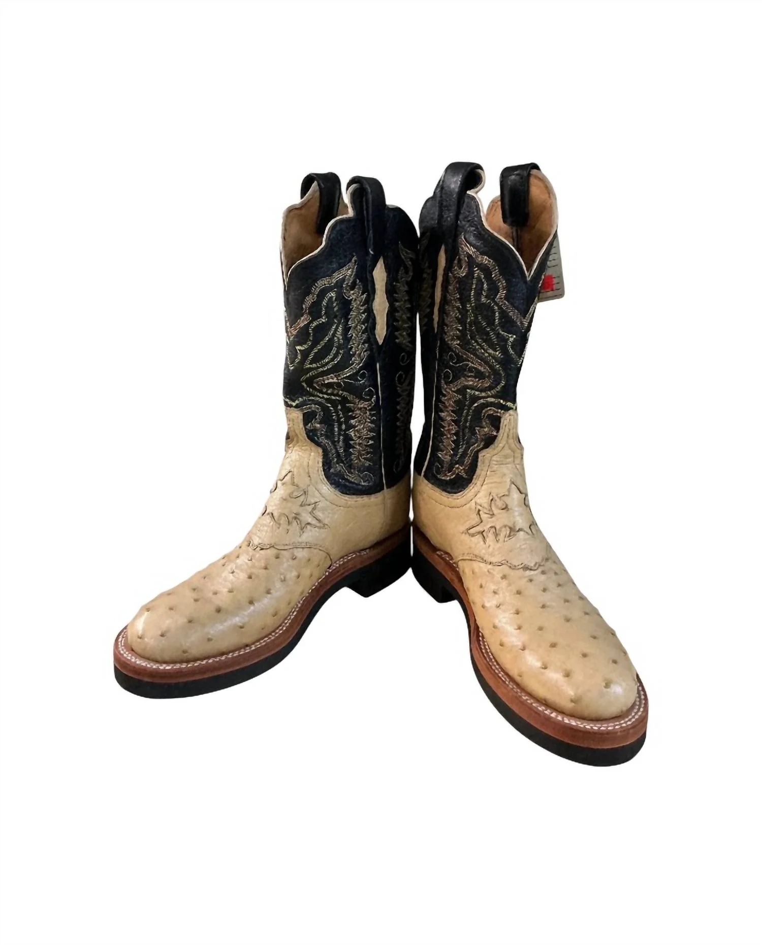 Women's Ostrich Boot In Tan And Black