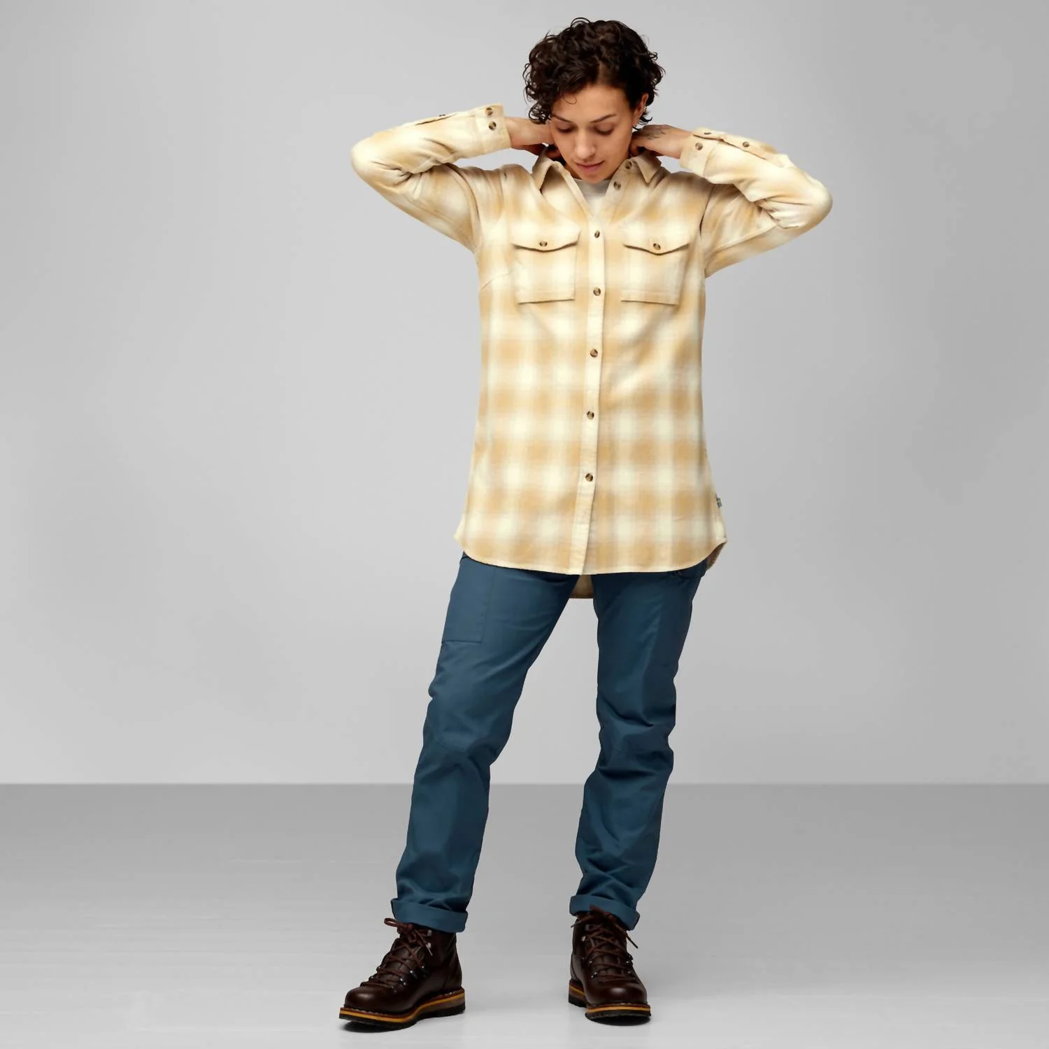 Women's Ovik Flannel Shirt In Chalk White-Dune Beige