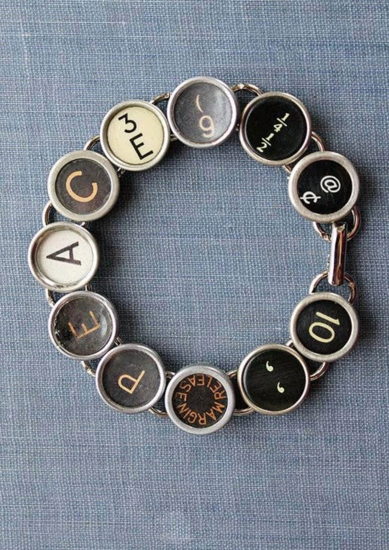 Women's Peace Typewriter Key Bracelet In Black / Gold