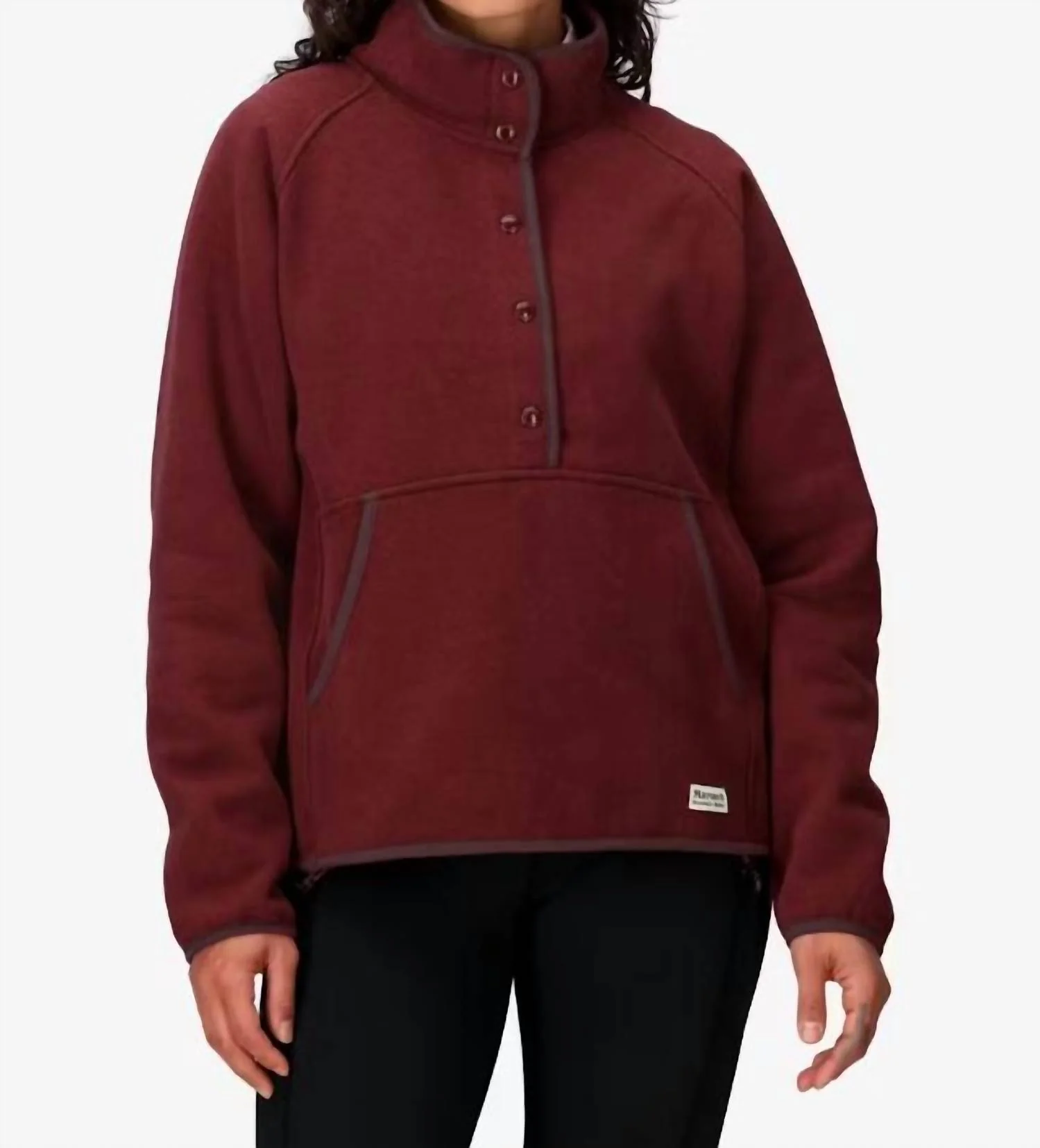 Women's Peak Cozy Quarter Snap Pullover In Acai Berry Heather - Image 2