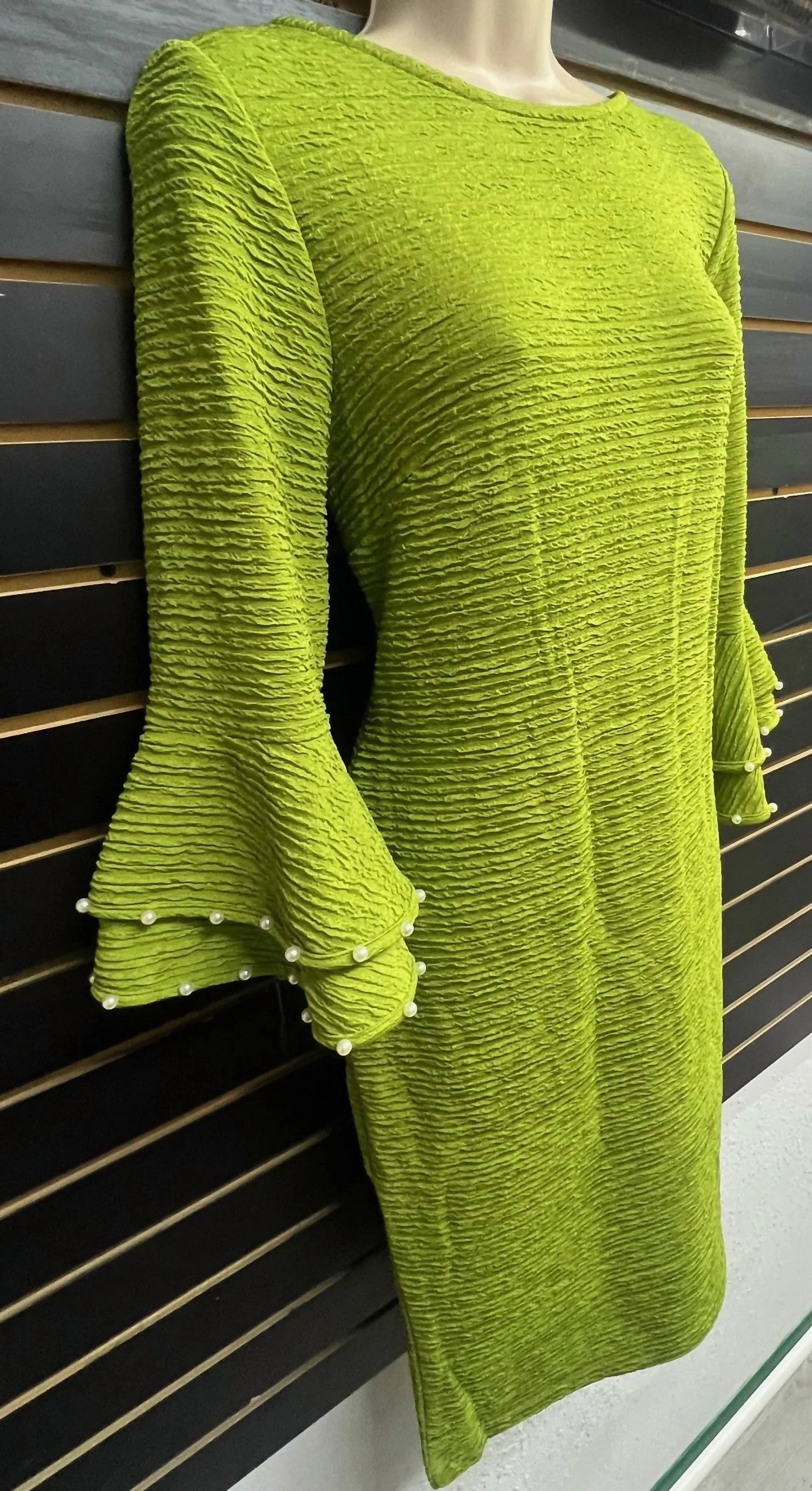 Women's Pearl Semi Sleeve Dress In Green - Image 2