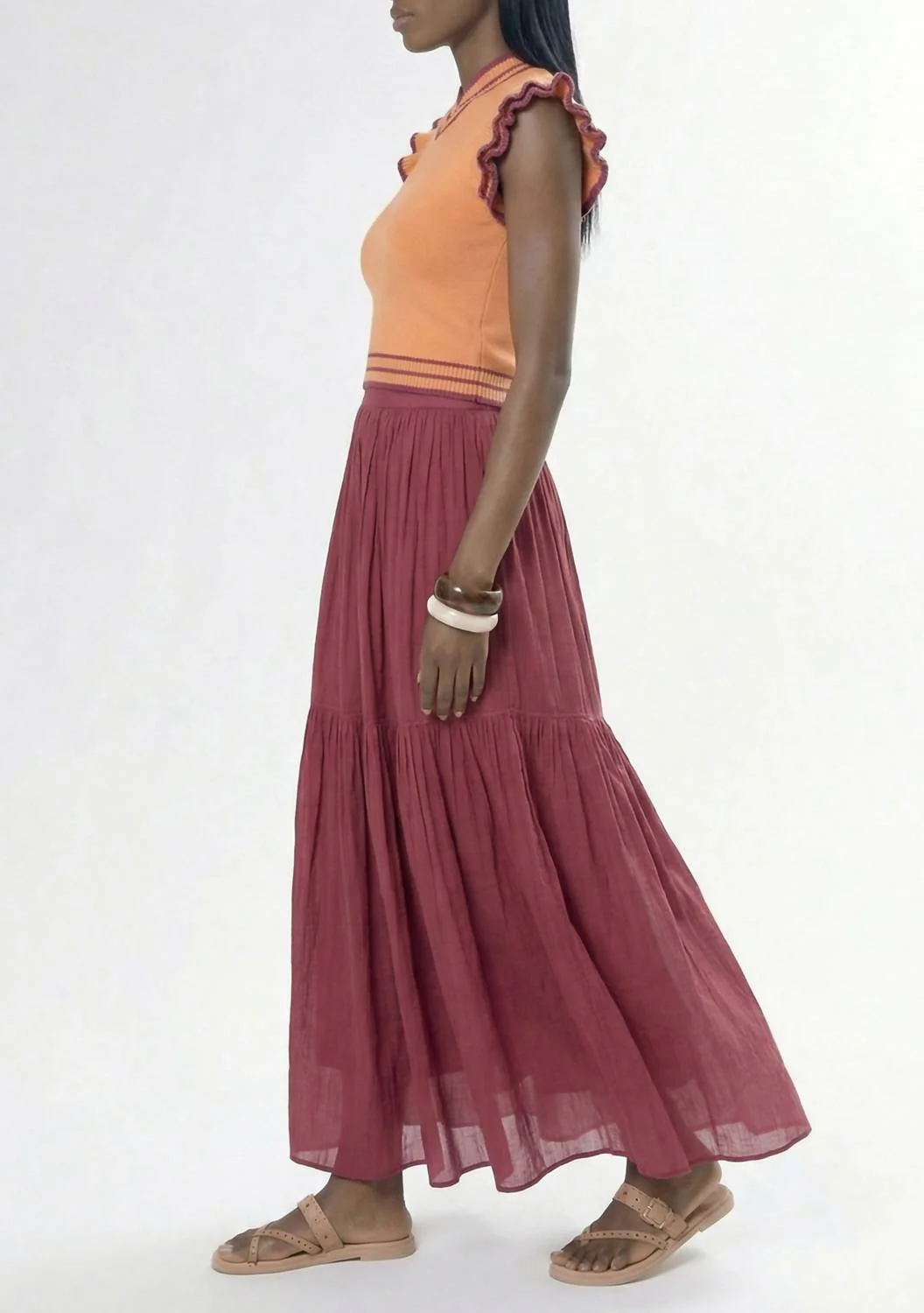Women's Pia Pintuck Skirt In Berry - Image 3