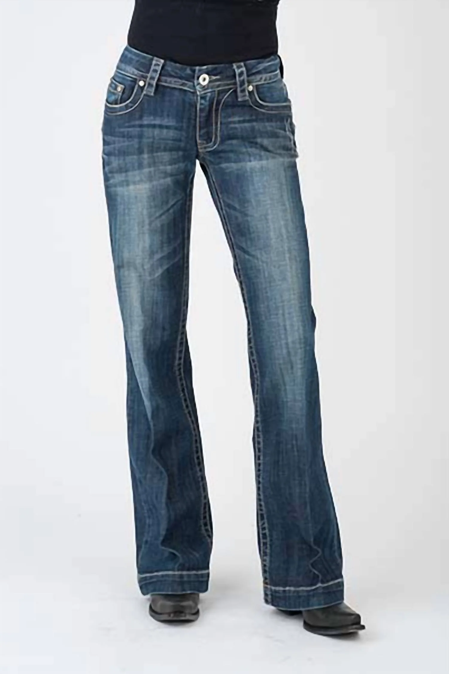 Women's Pieced Back Pocket Jeans In Blue