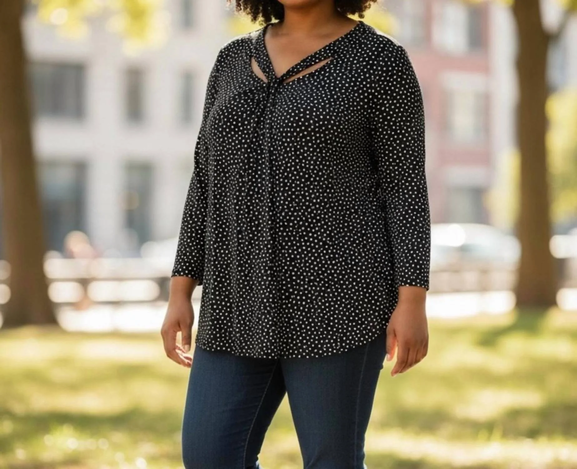 Women's Polka Dot Top In Black - Image 2