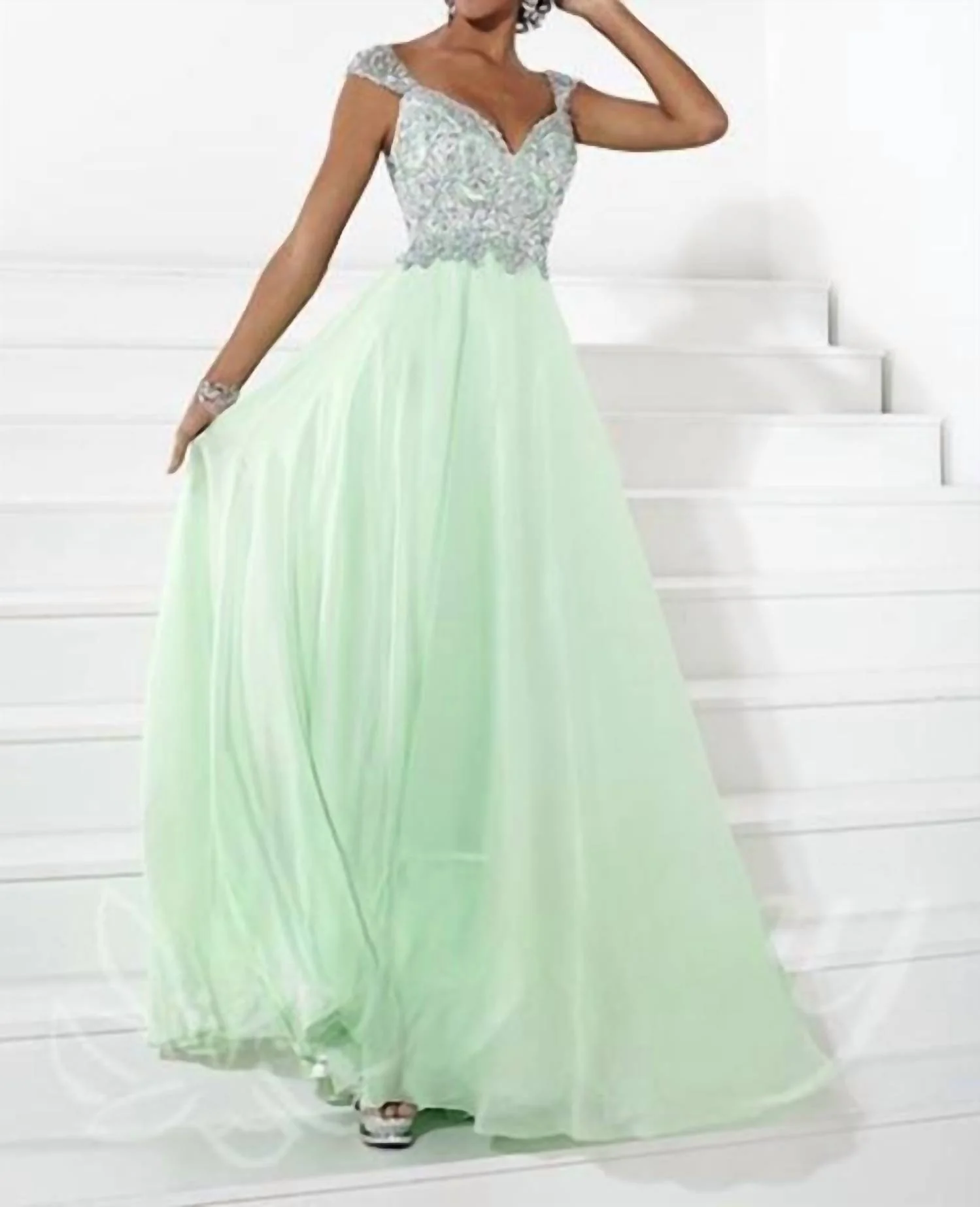 Women's Prom Dress In Mint - Image 2
